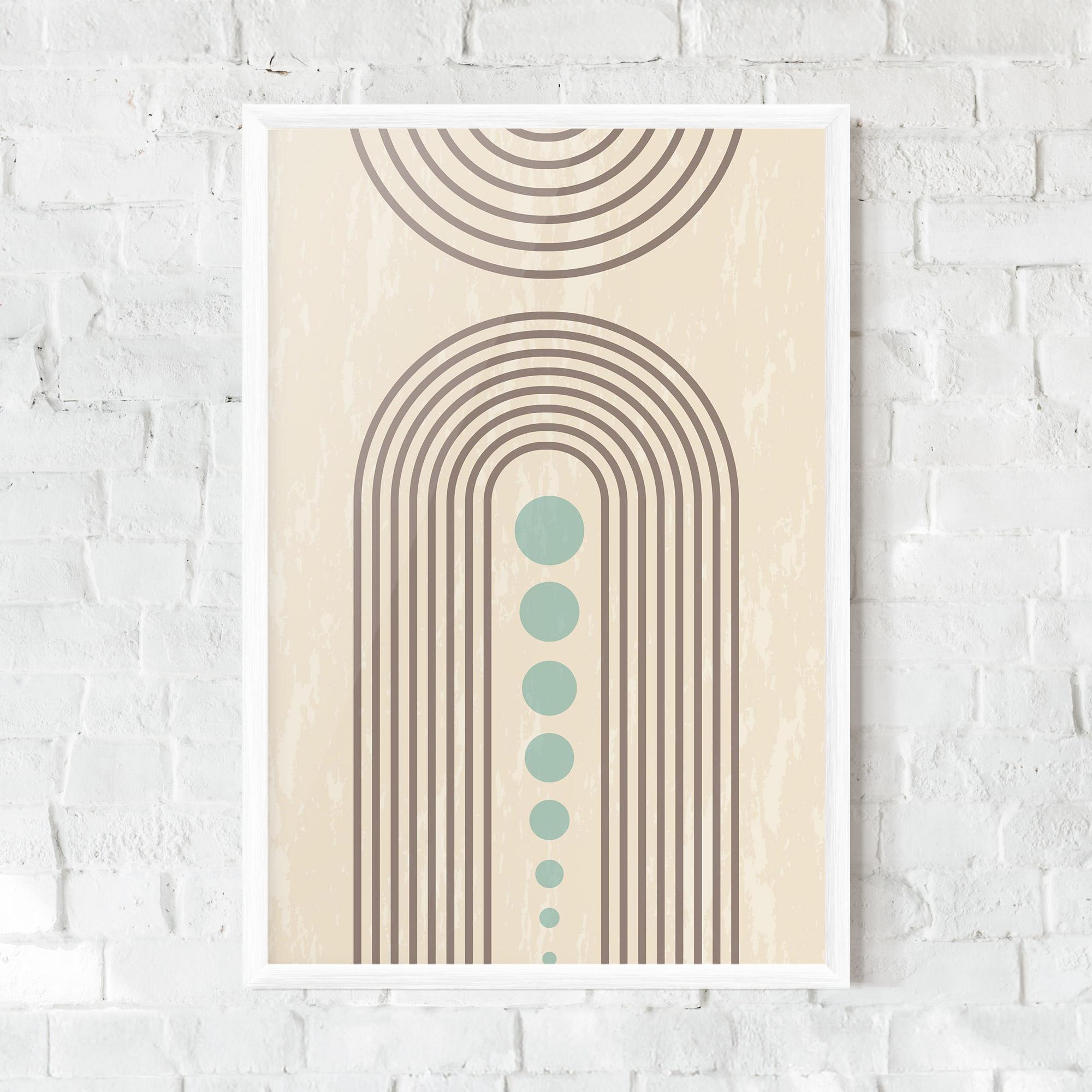 Poster Înrămat Cream Blue Circles mockup 0