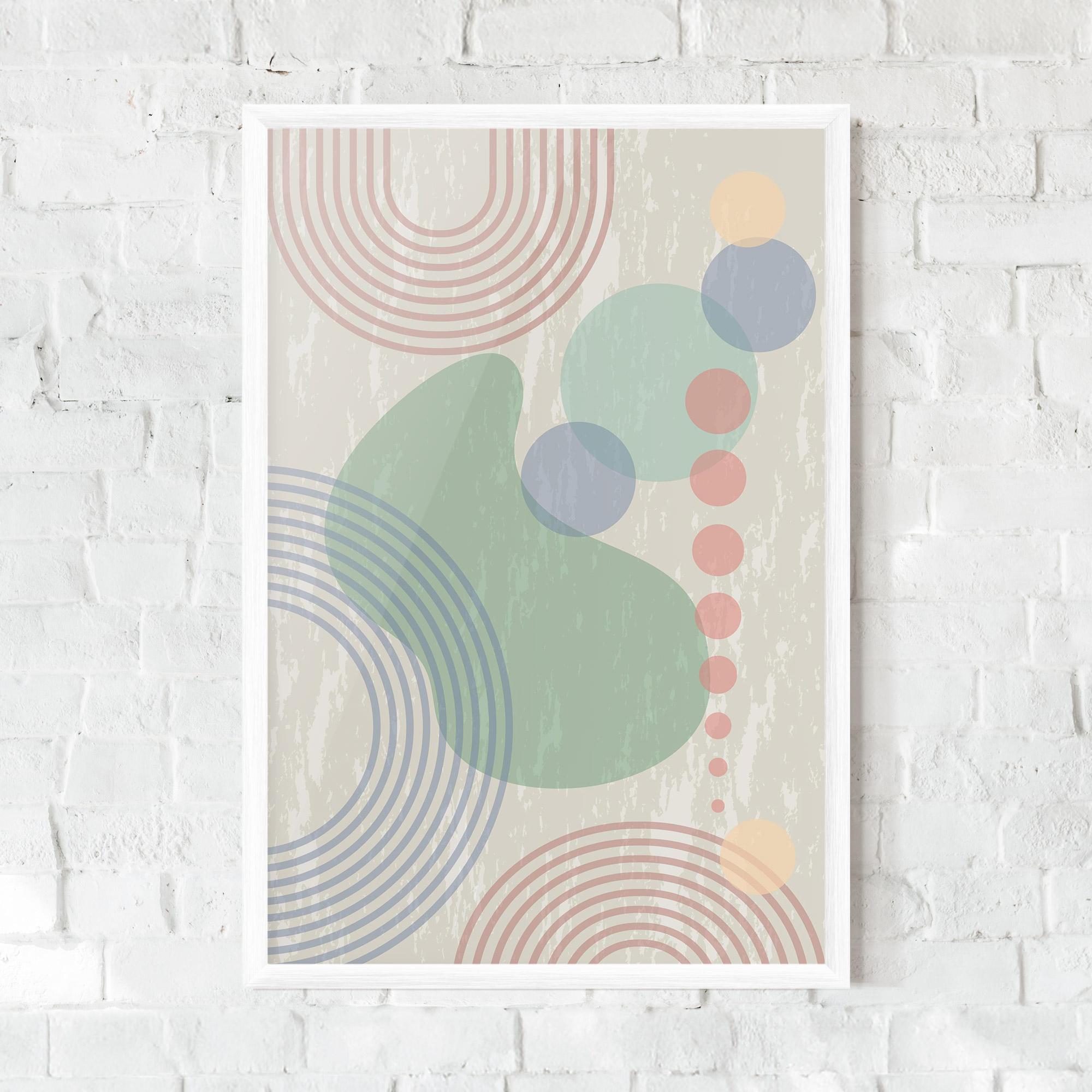 Poster Înrămat Green Pink Shapes mockup 0