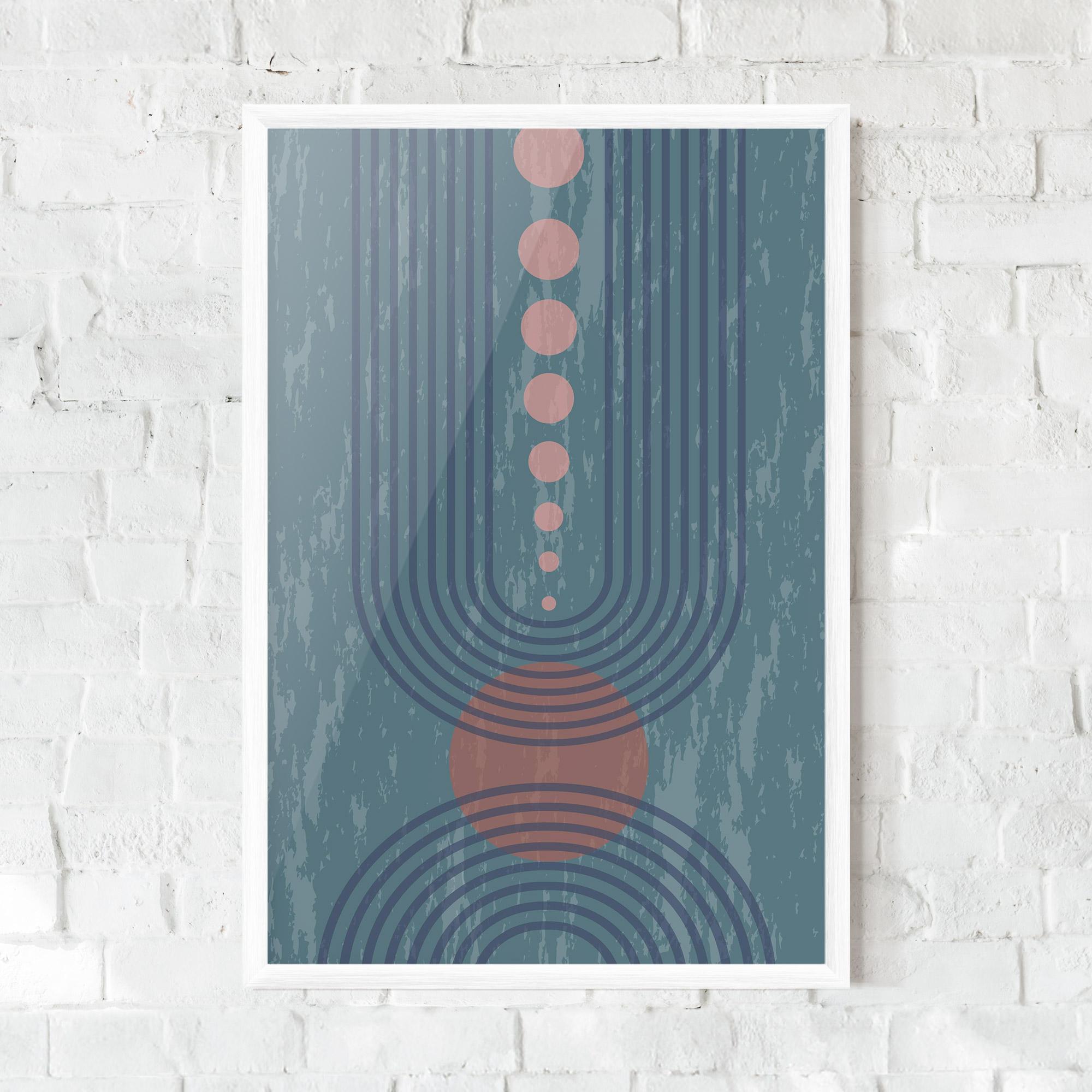 Poster Înrămat Pink Circle On Blue mockup 0