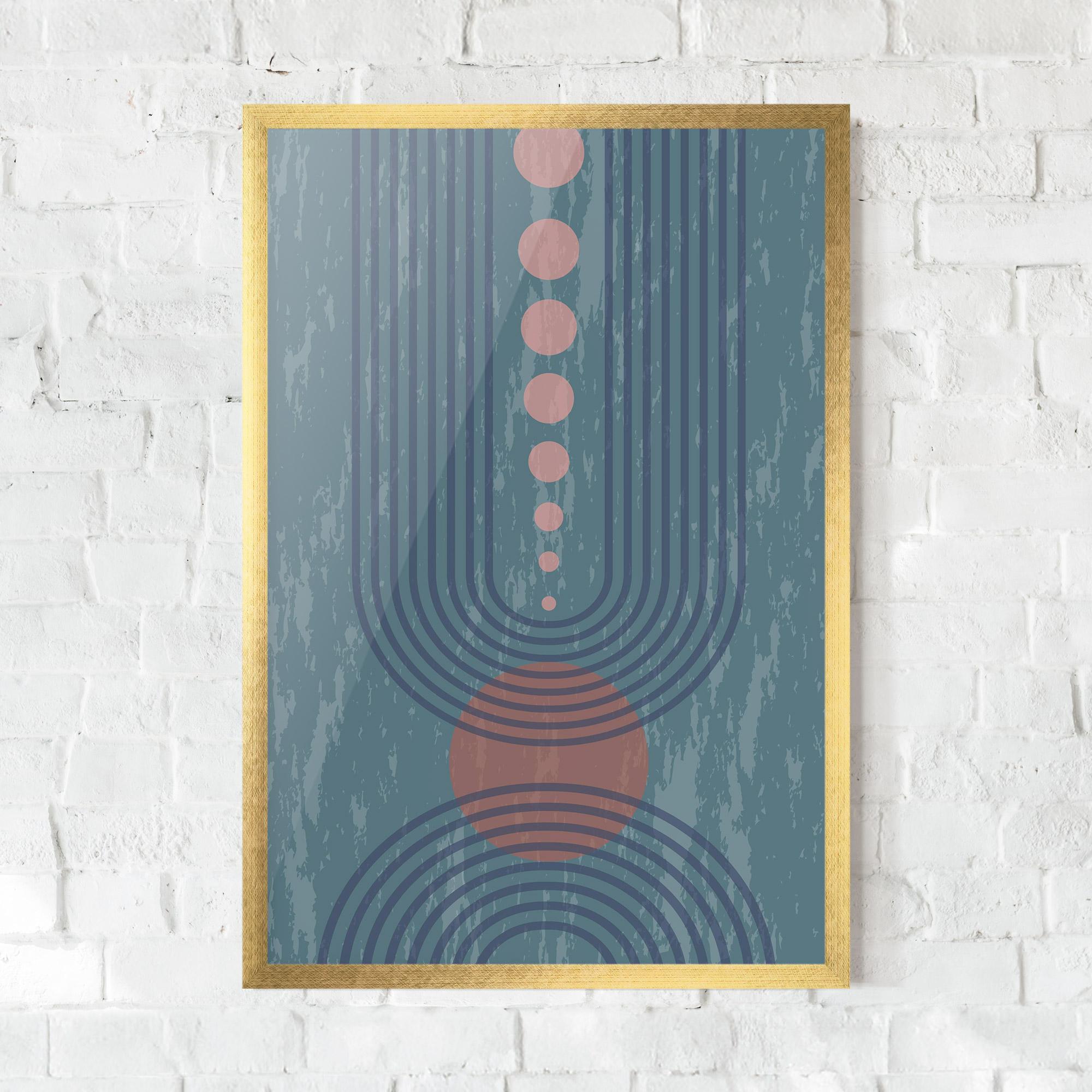 Poster Înrămat Pink Circle On Blue mockup 0