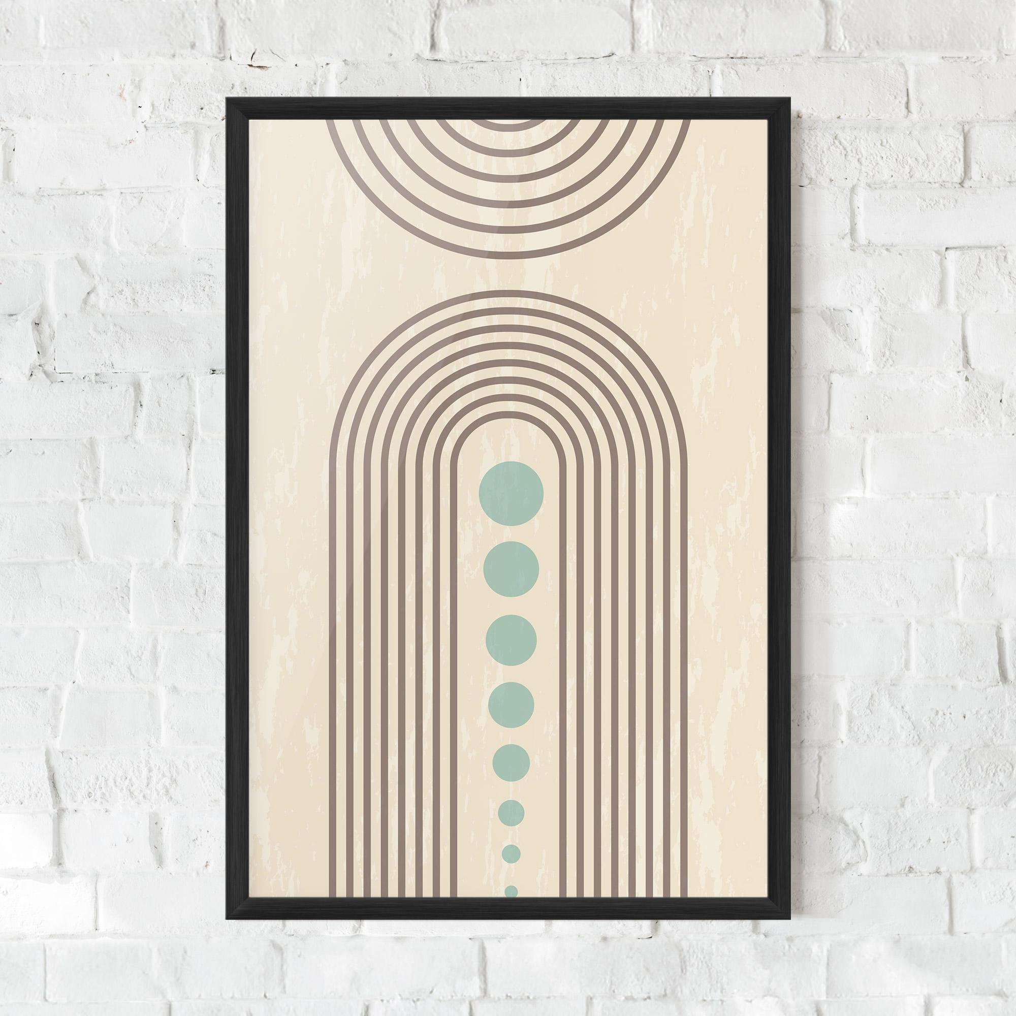 Poster Înrămat Cream Blue Circles mockup 0