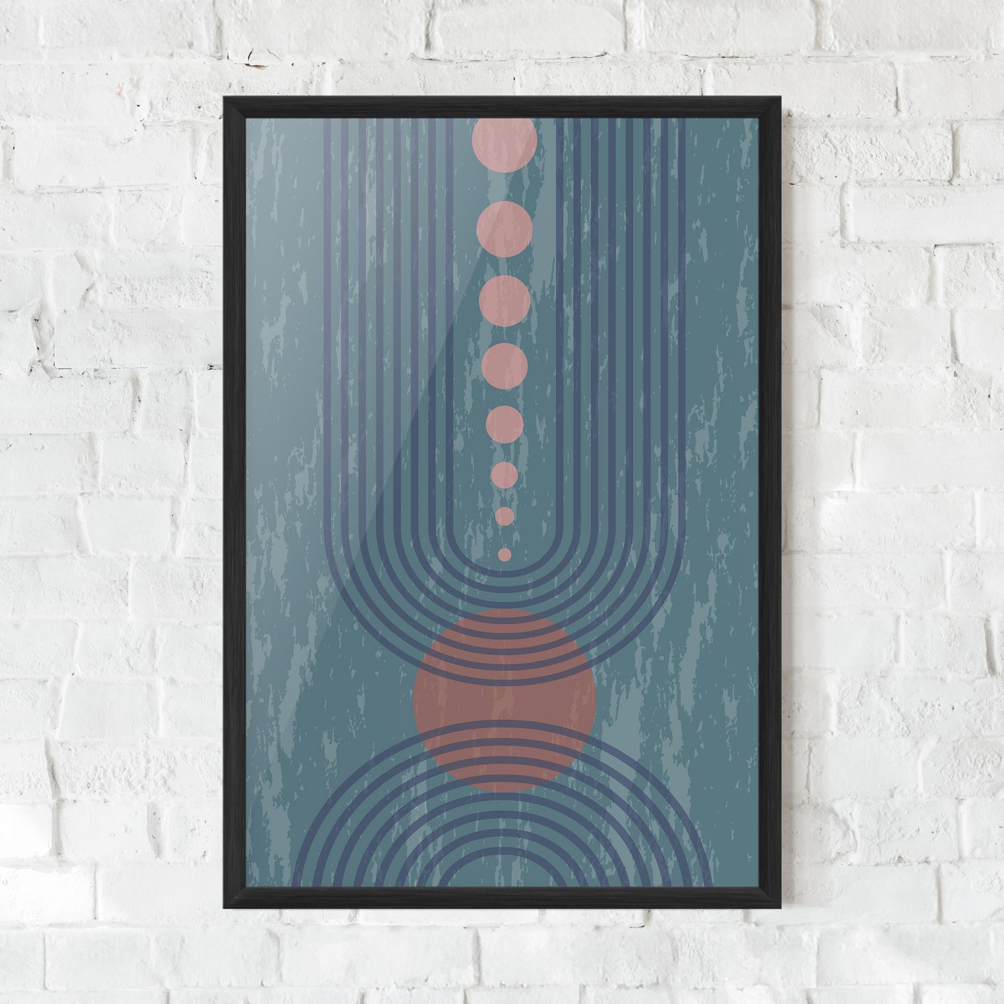 Poster Înrămat Pink Circle On Blue mockup 0