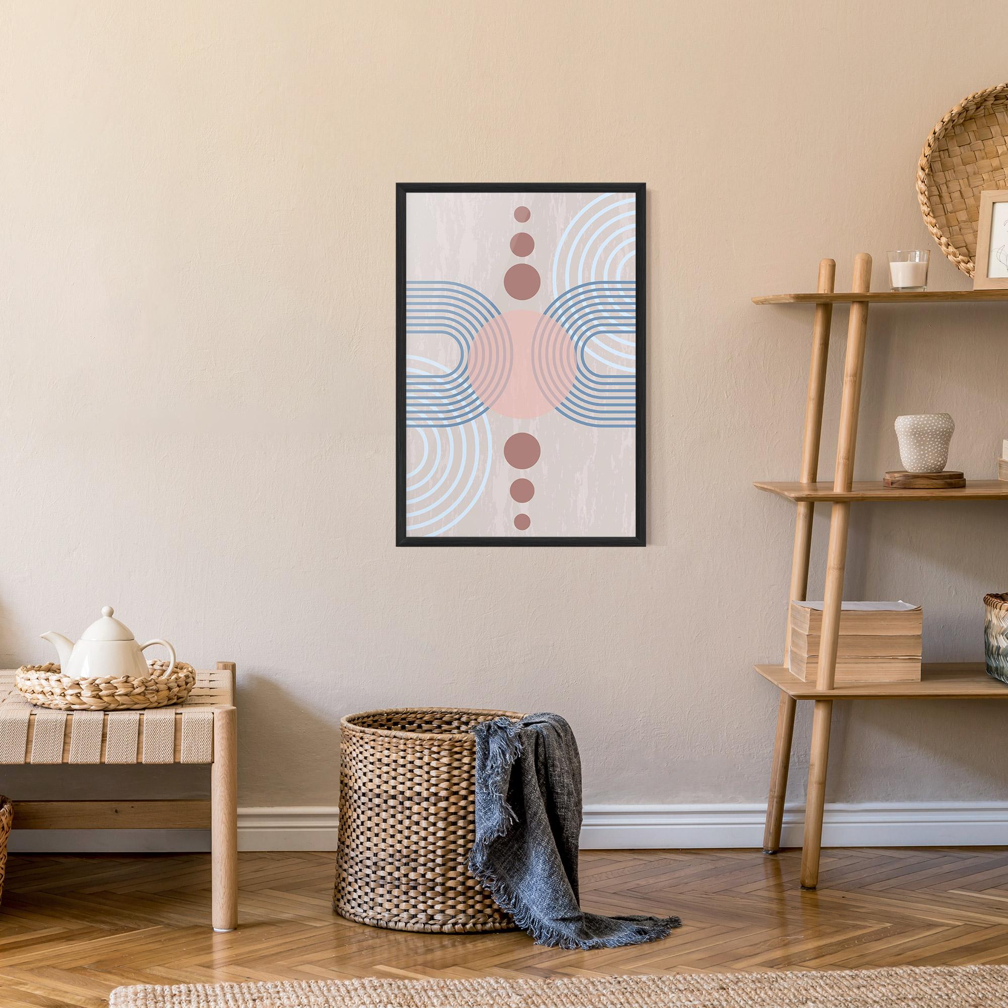 Poster Înrămat Blue Lines On Pink mockup 9