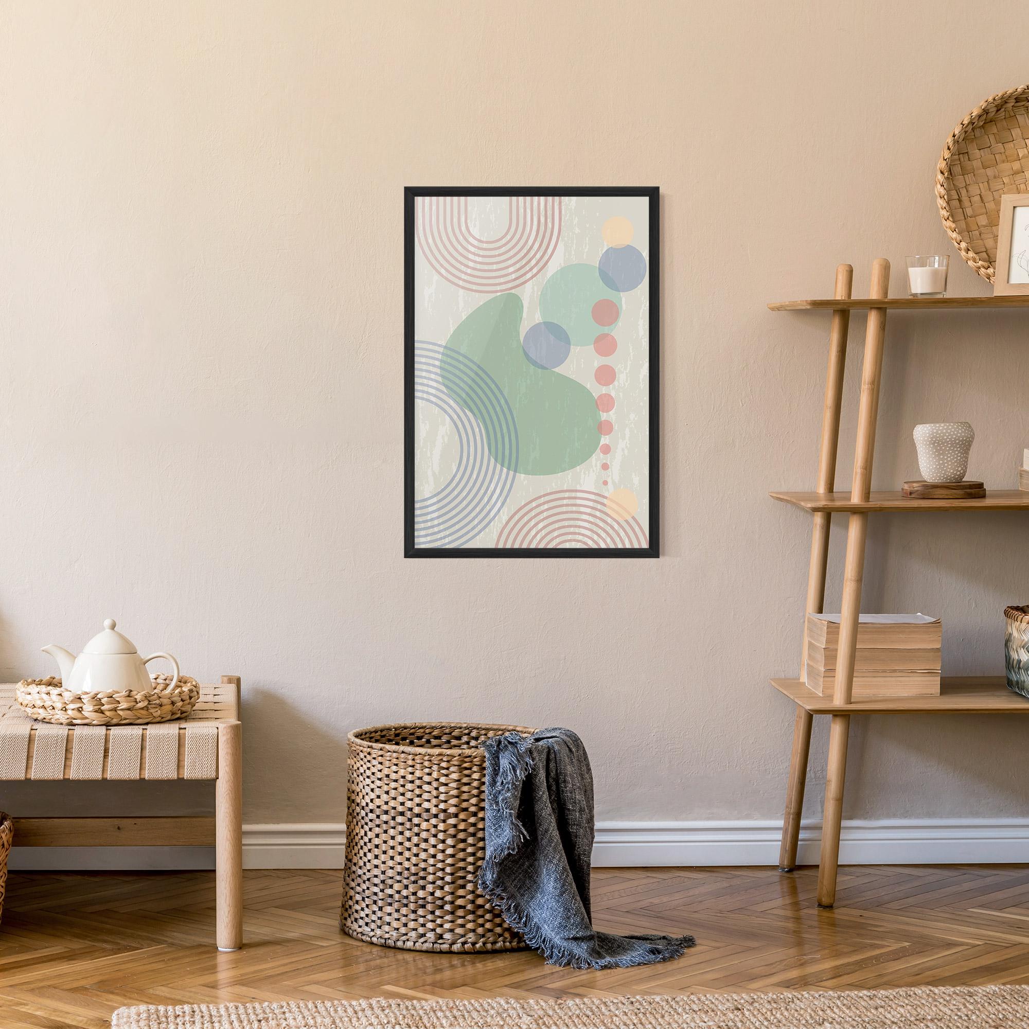 Poster Înrămat Green Pink Shapes mockup 9