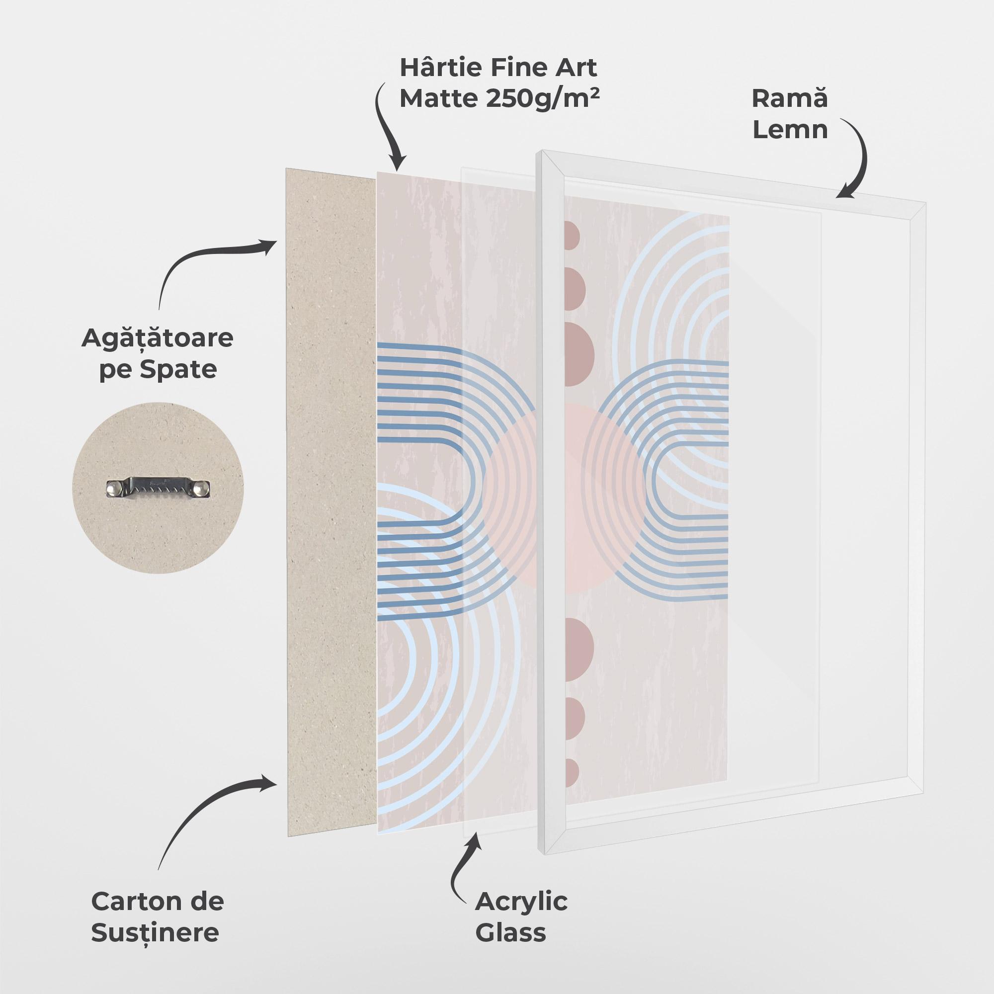 Poster Înrămat Blue Lines On Pink mockup 1