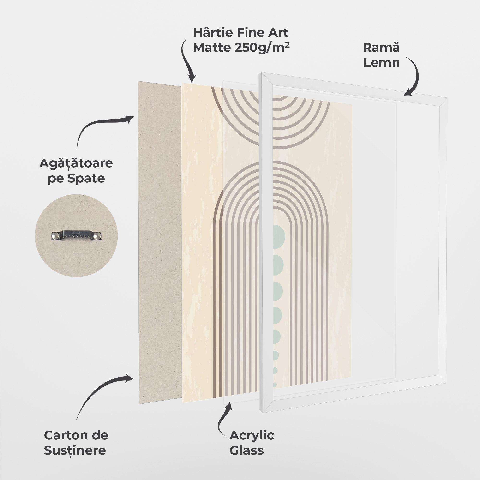 Poster Înrămat Cream Blue Circles mockup 1