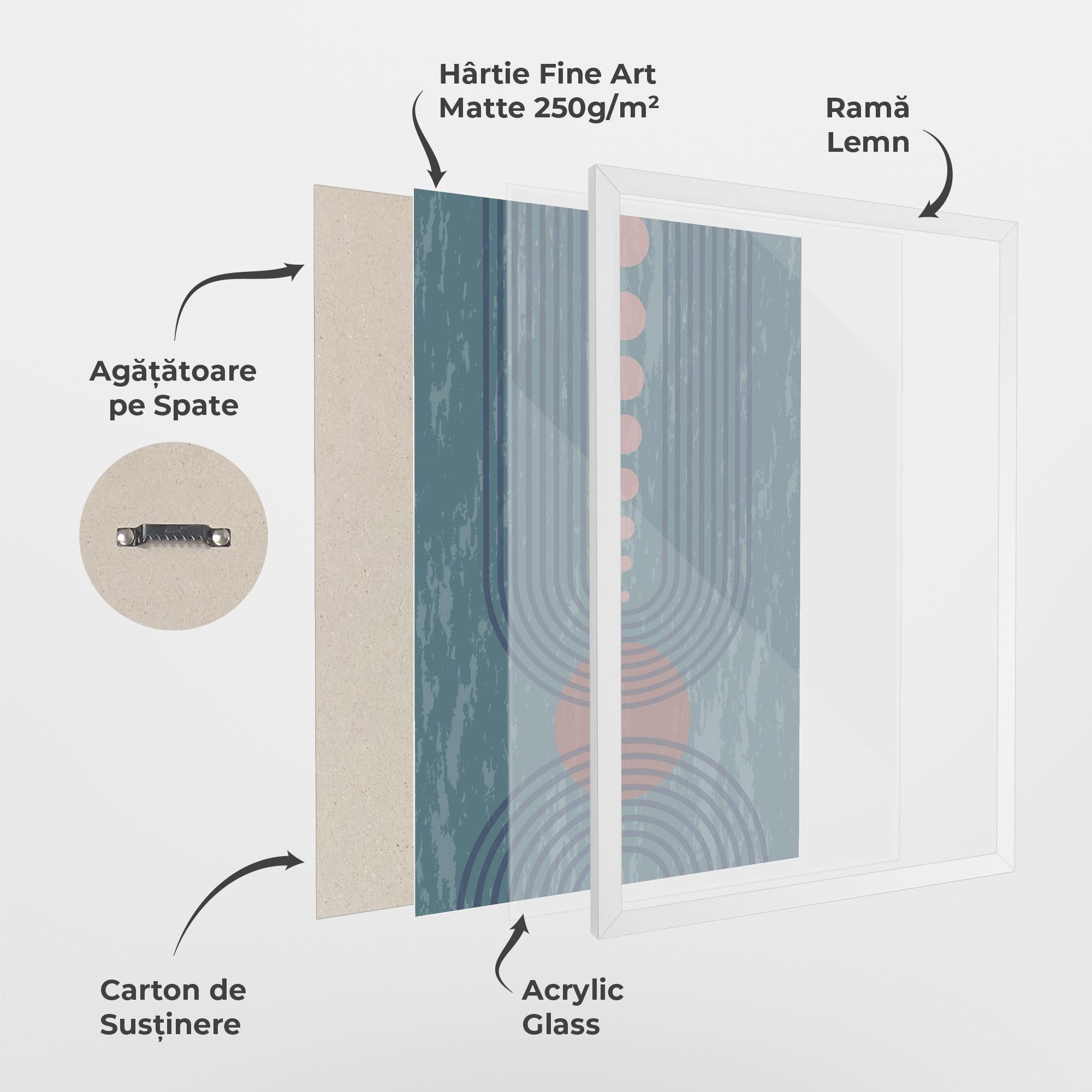 Poster Înrămat Pink Circle On Blue mockup 1