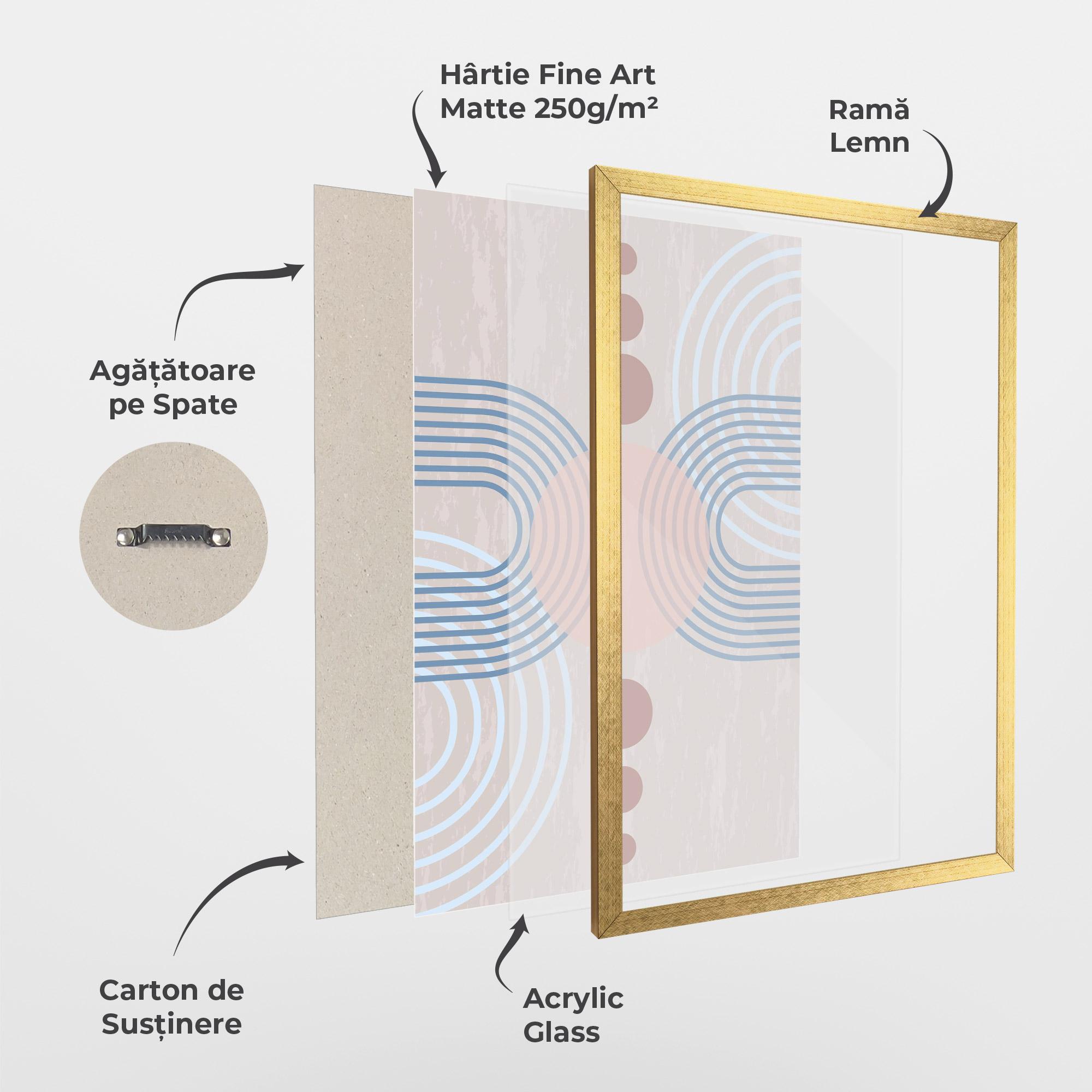 Poster Înrămat Blue Lines On Pink mockup 1