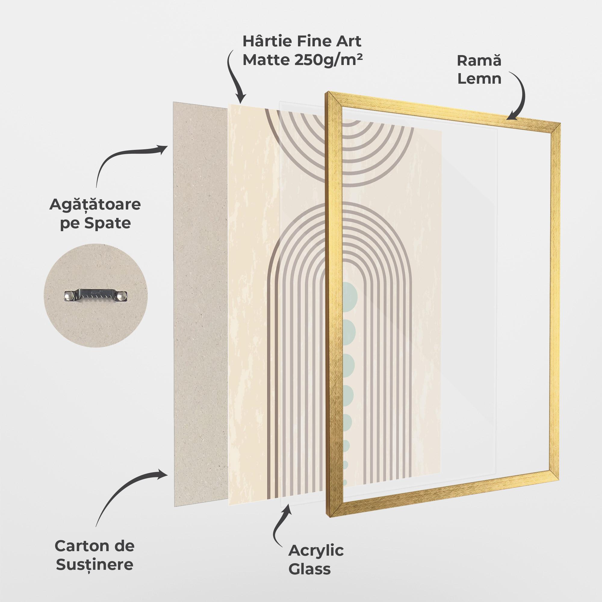 Poster Înrămat Cream Blue Circles mockup 1