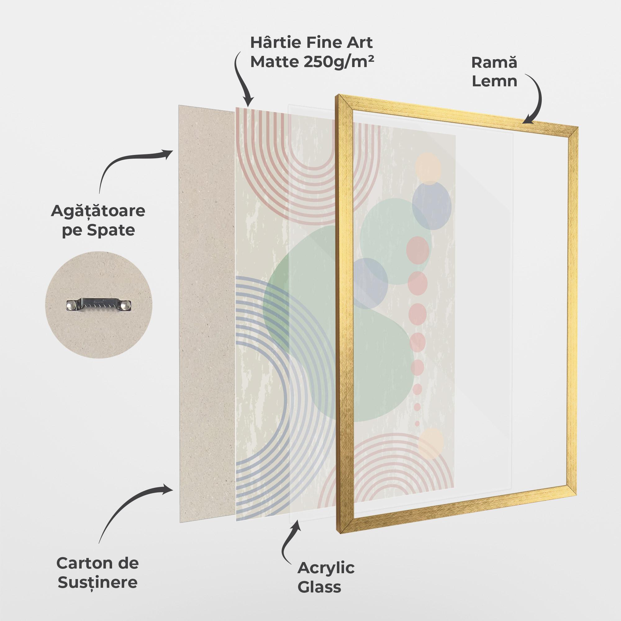 Poster Înrămat Green Pink Shapes mockup 1