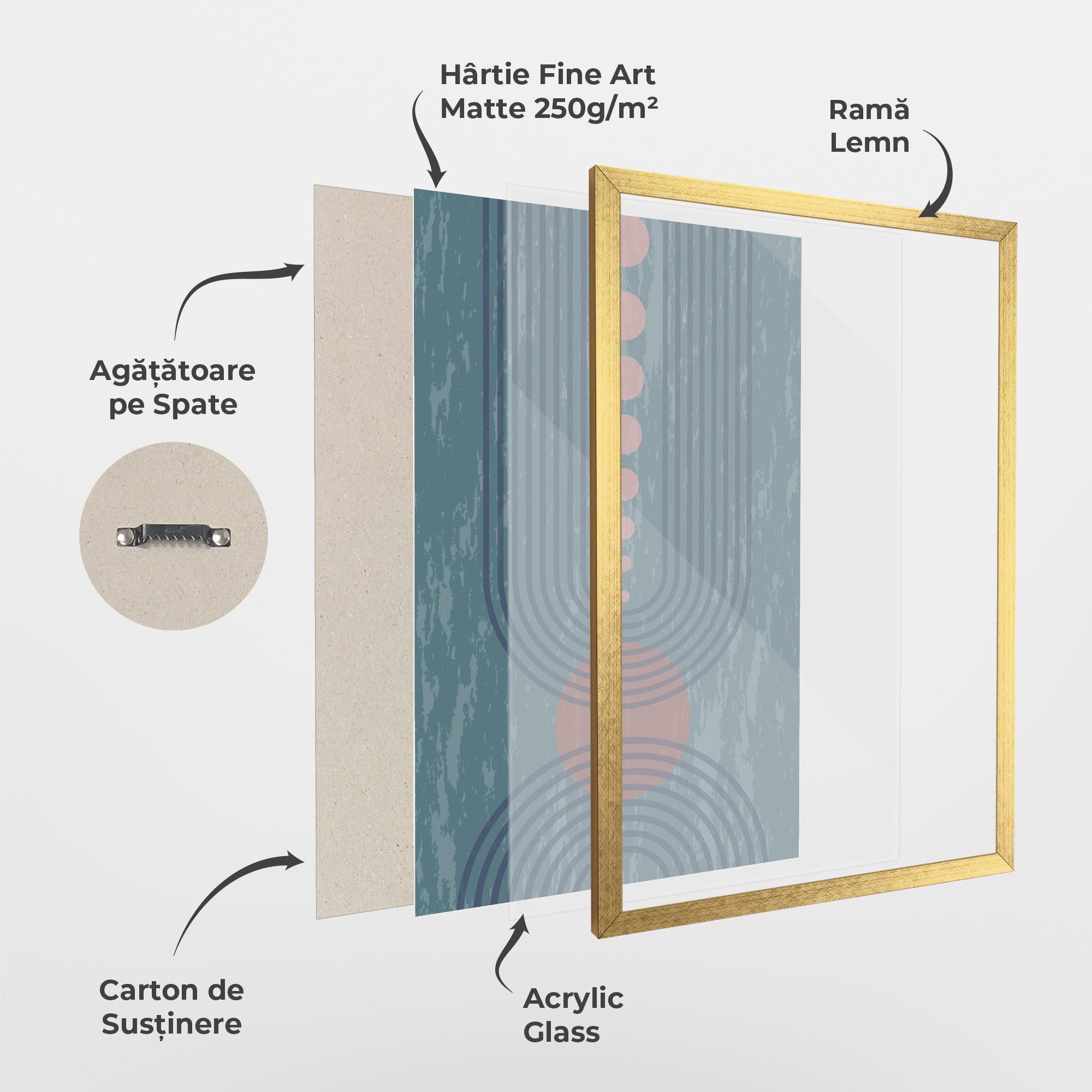 Poster Înrămat Pink Circle On Blue mockup 1