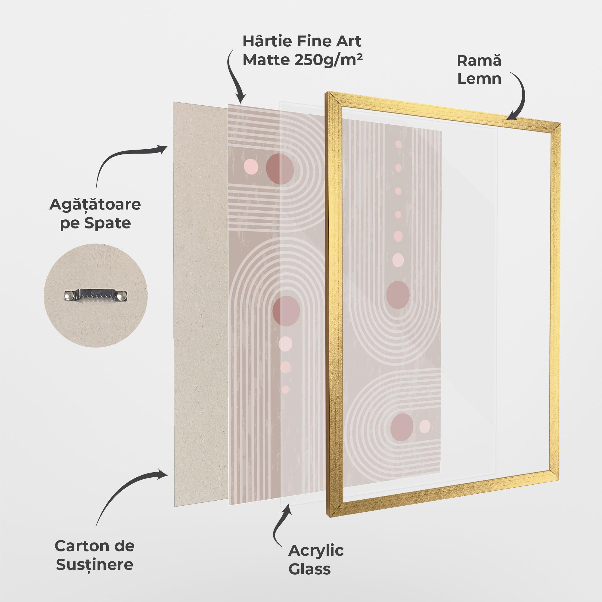 Poster Înrămat Pink Circle On Cream mockup 1