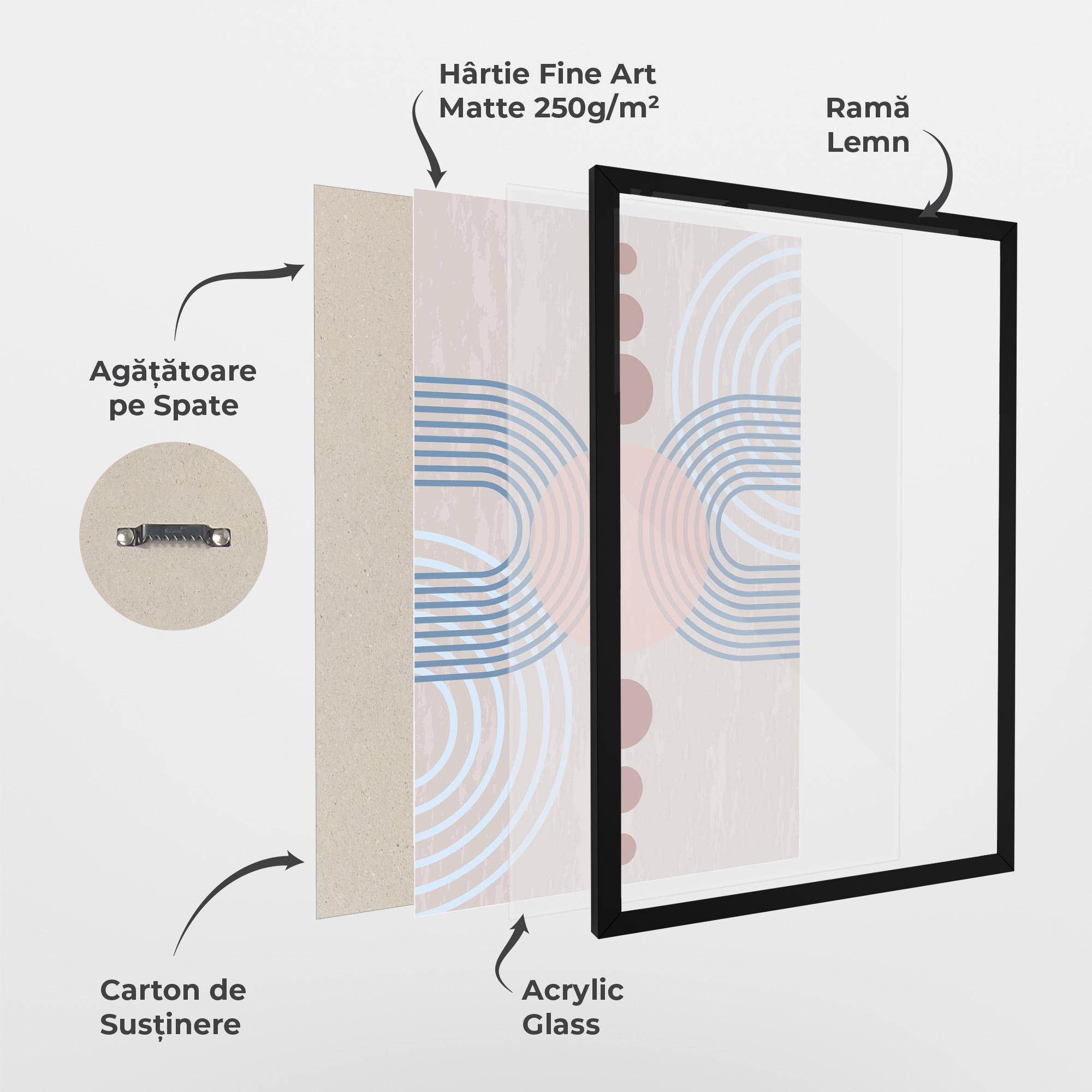 Poster Înrămat Blue Lines On Pink mockup 1