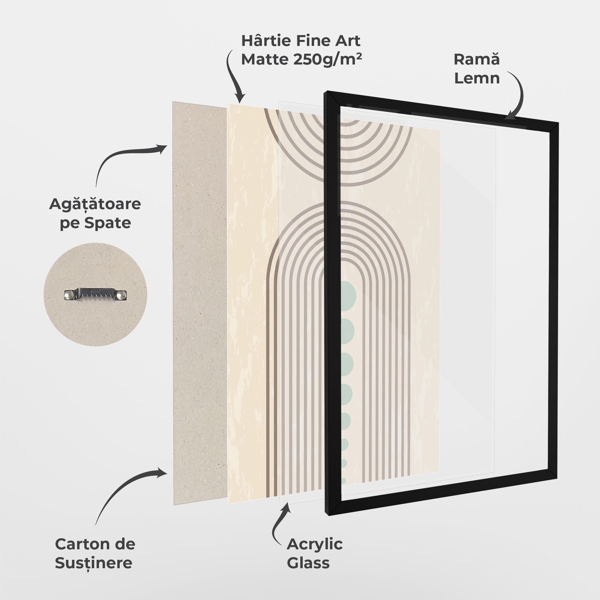 Poster Înrămat Cream Blue Circles mockup 1