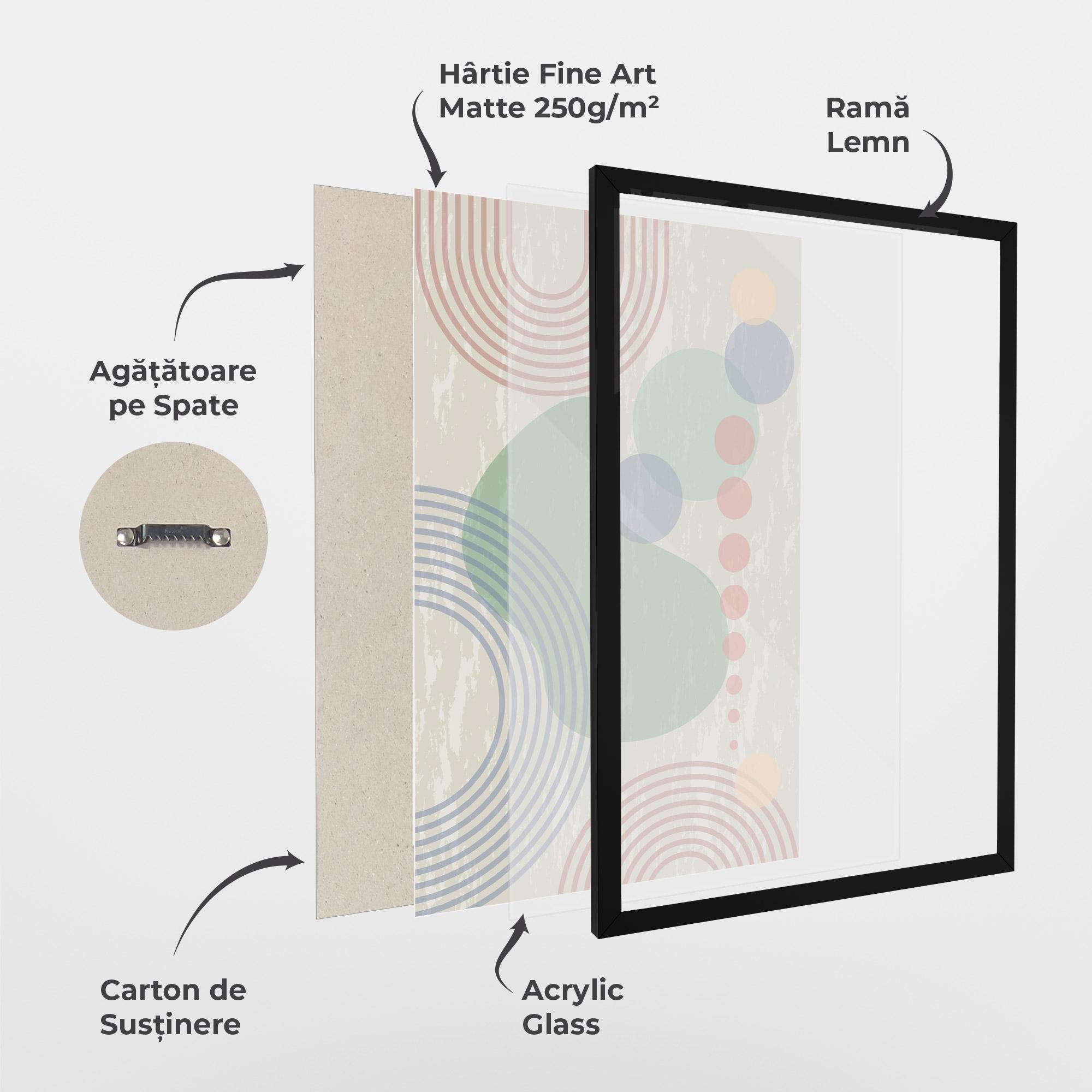 Poster Înrămat Green Pink Shapes mockup 1