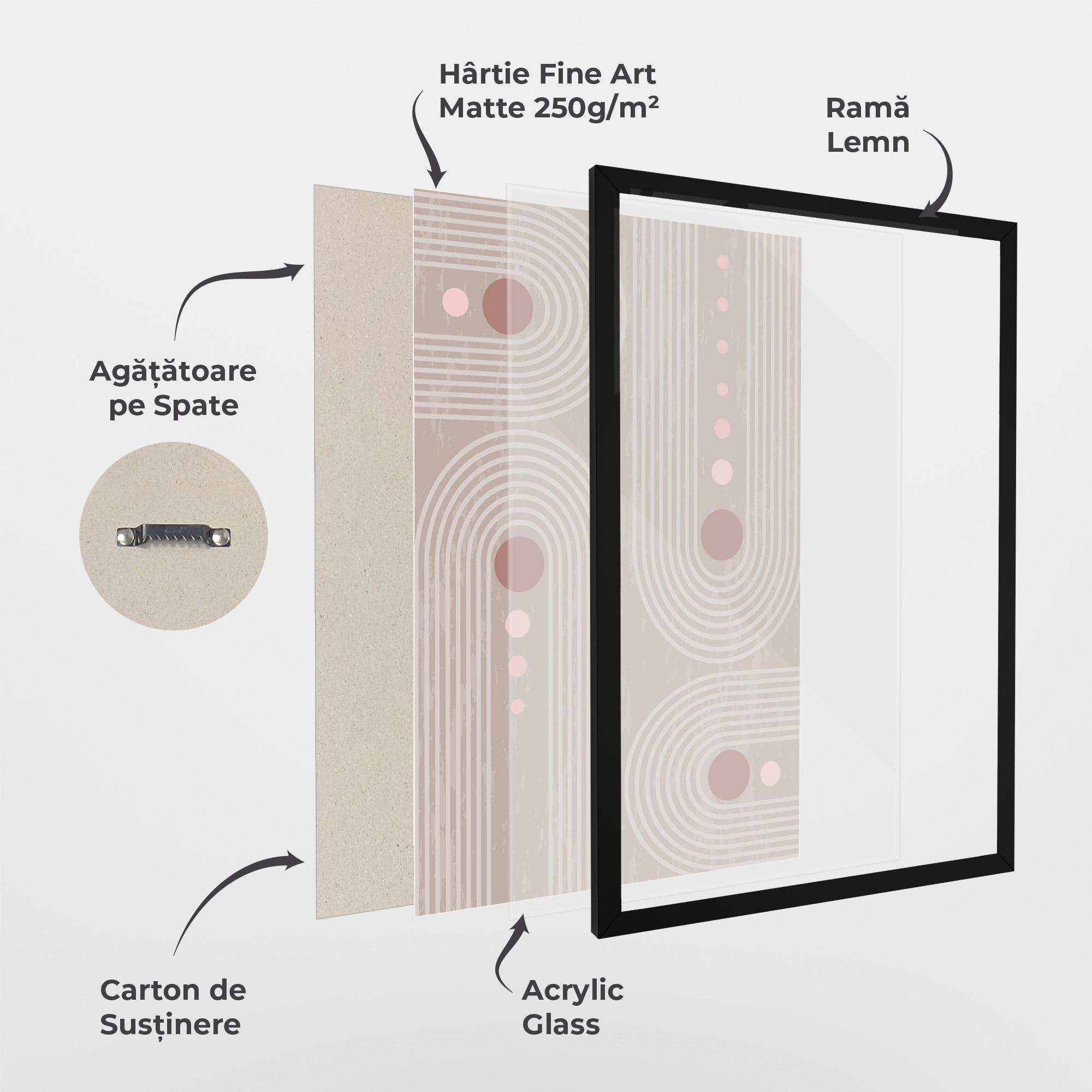 Poster Înrămat Pink Circle On Cream mockup 1