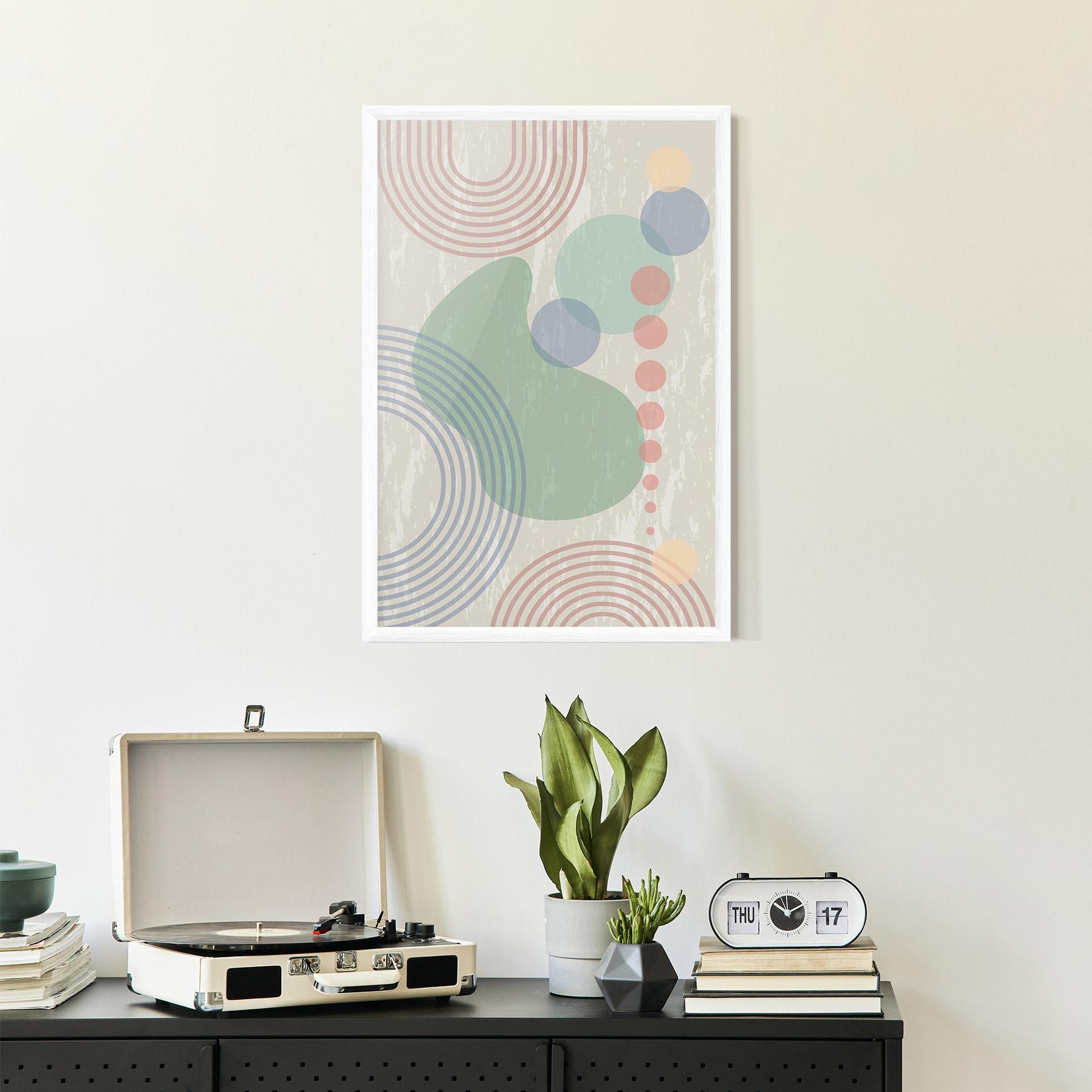 Poster Înrămat Green Pink Shapes mockup 2