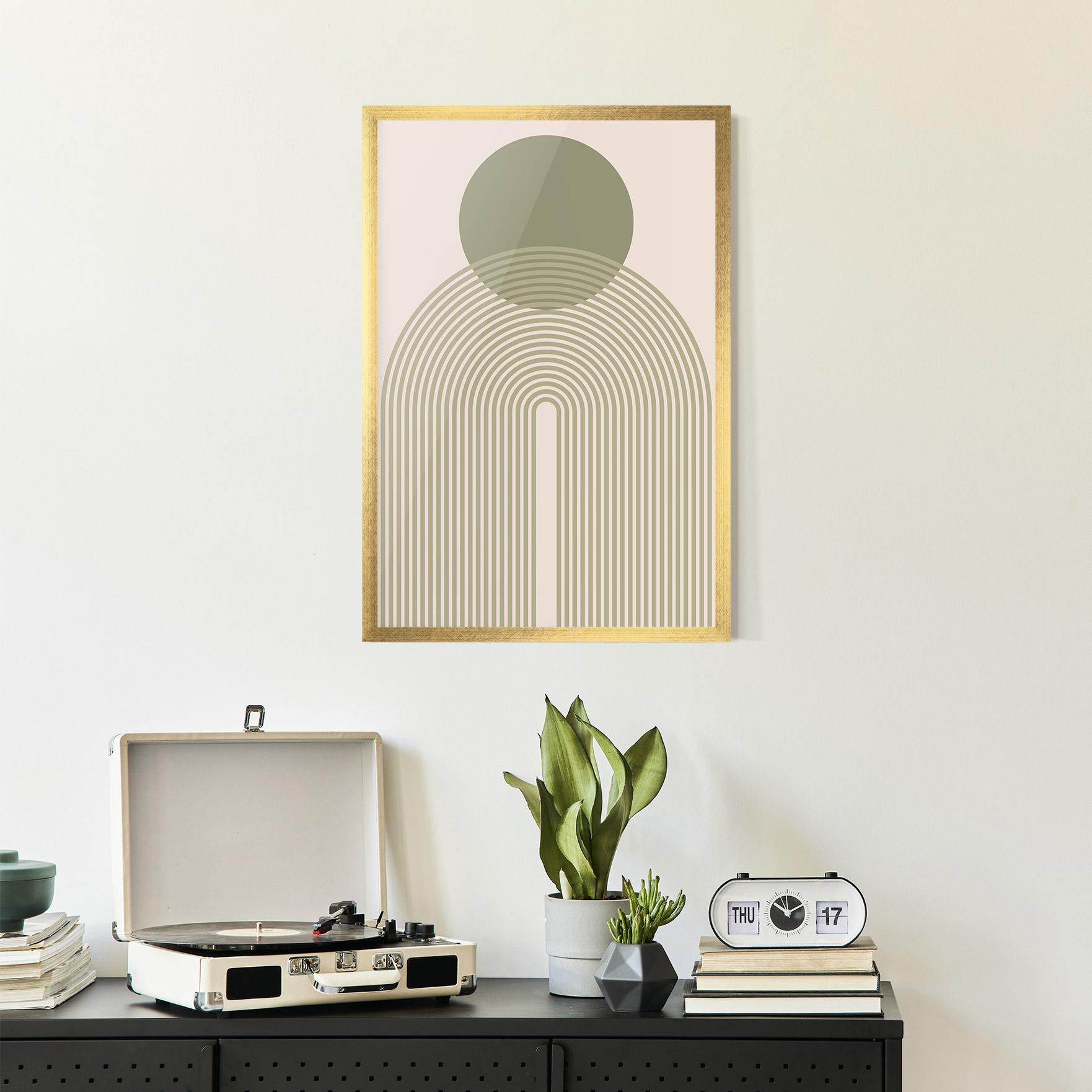Poster Înrămat Green Circle Lines mockup 2
