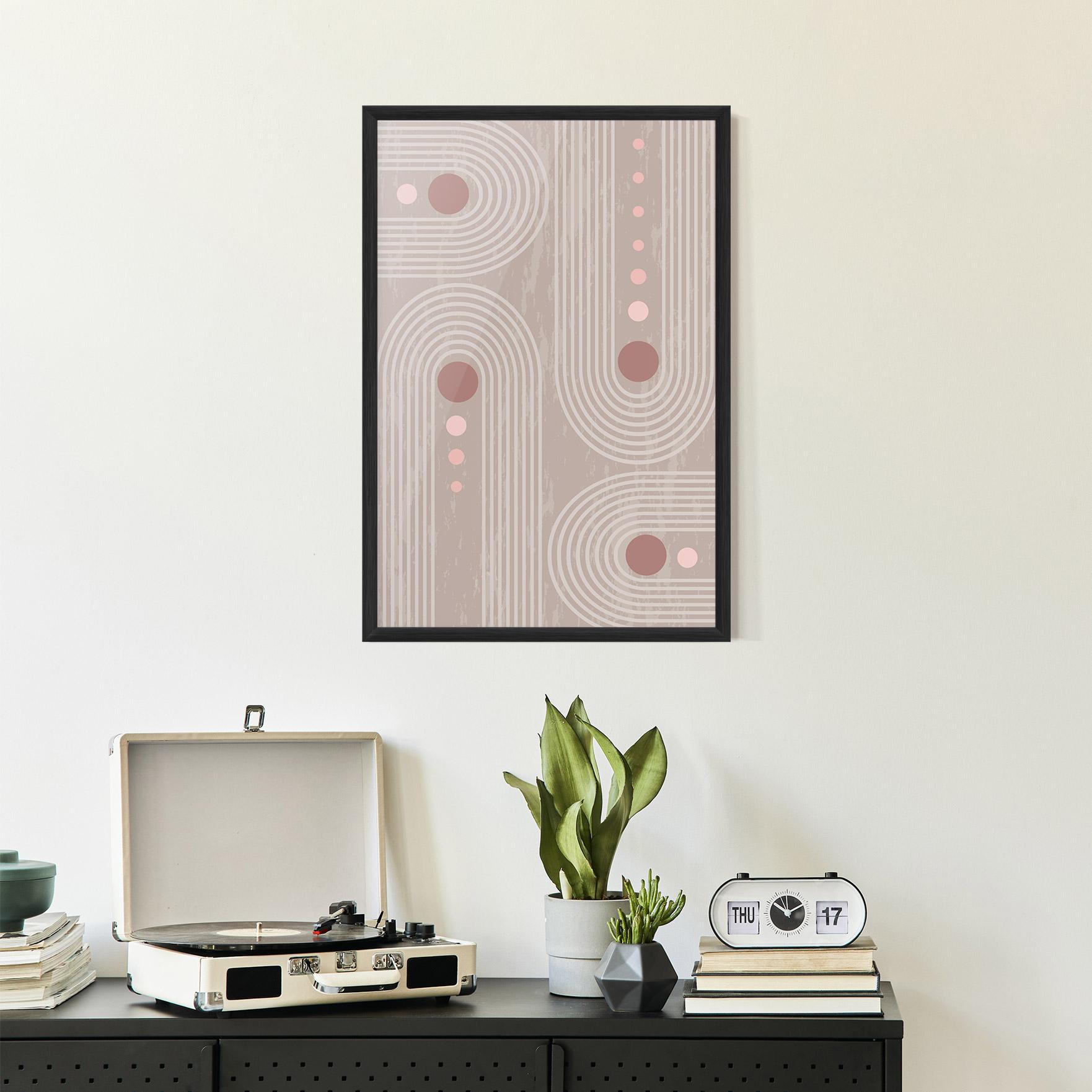 Poster Înrămat Pink Circle On Cream mockup 2