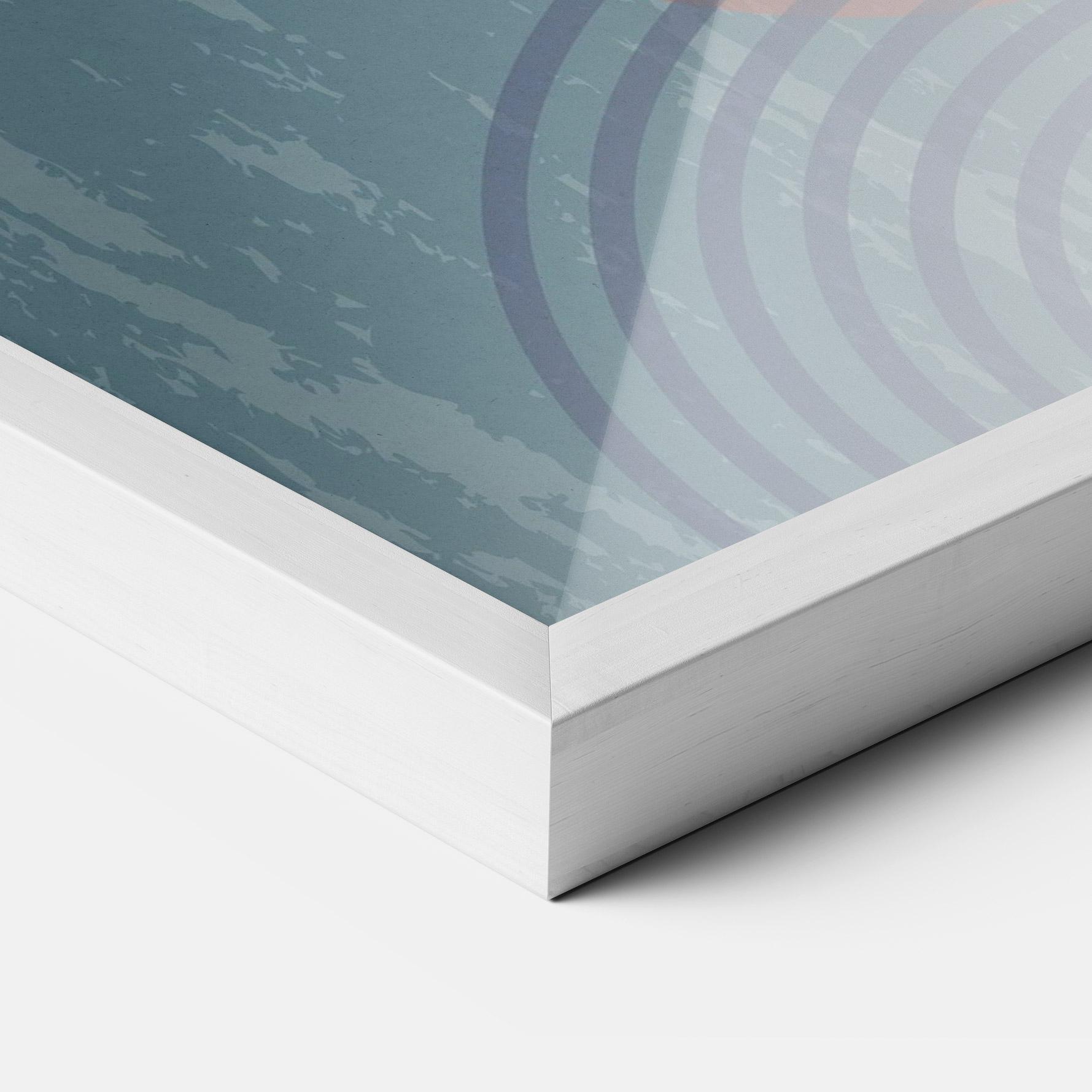 Poster Înrămat Pink Circle On Blue mockup 3