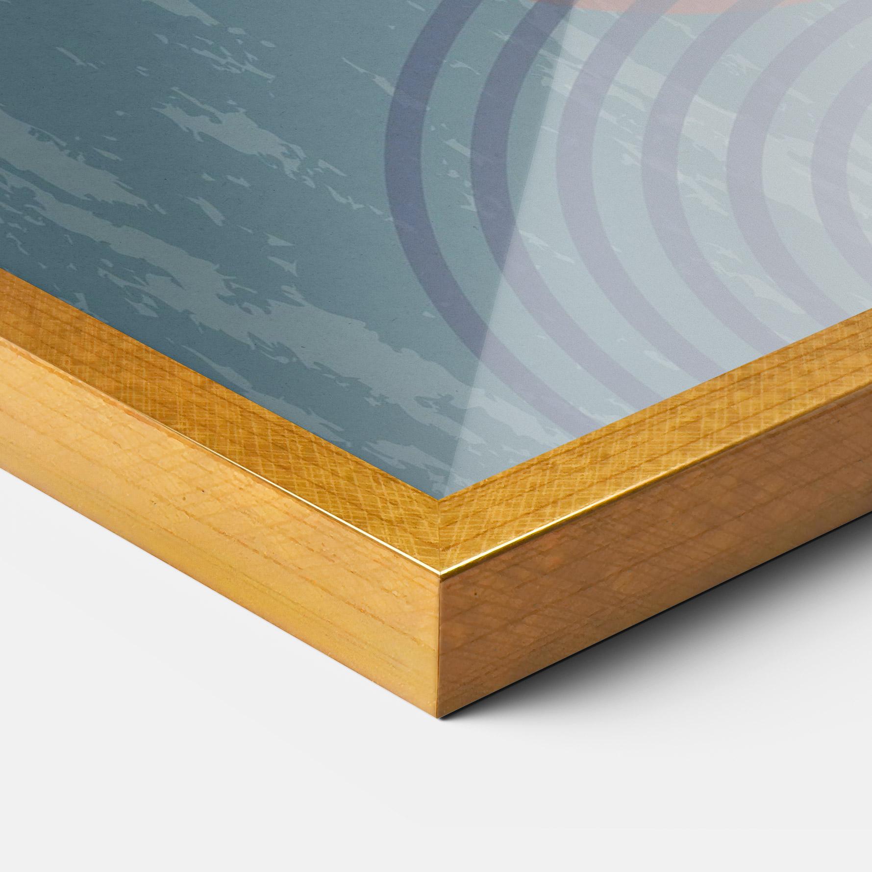 Poster Înrămat Pink Circle On Blue mockup 3