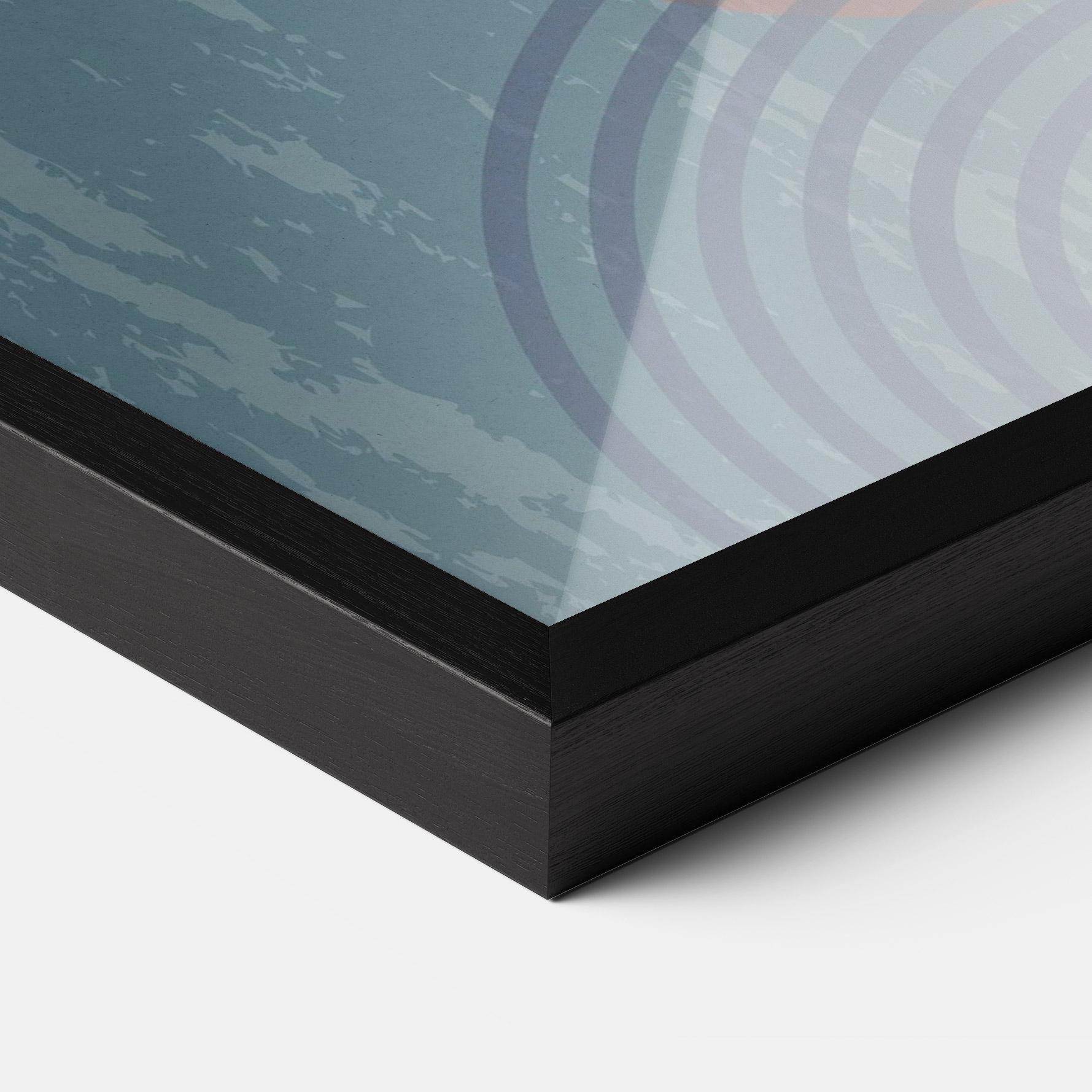 Poster Înrămat Pink Circle On Blue mockup 3