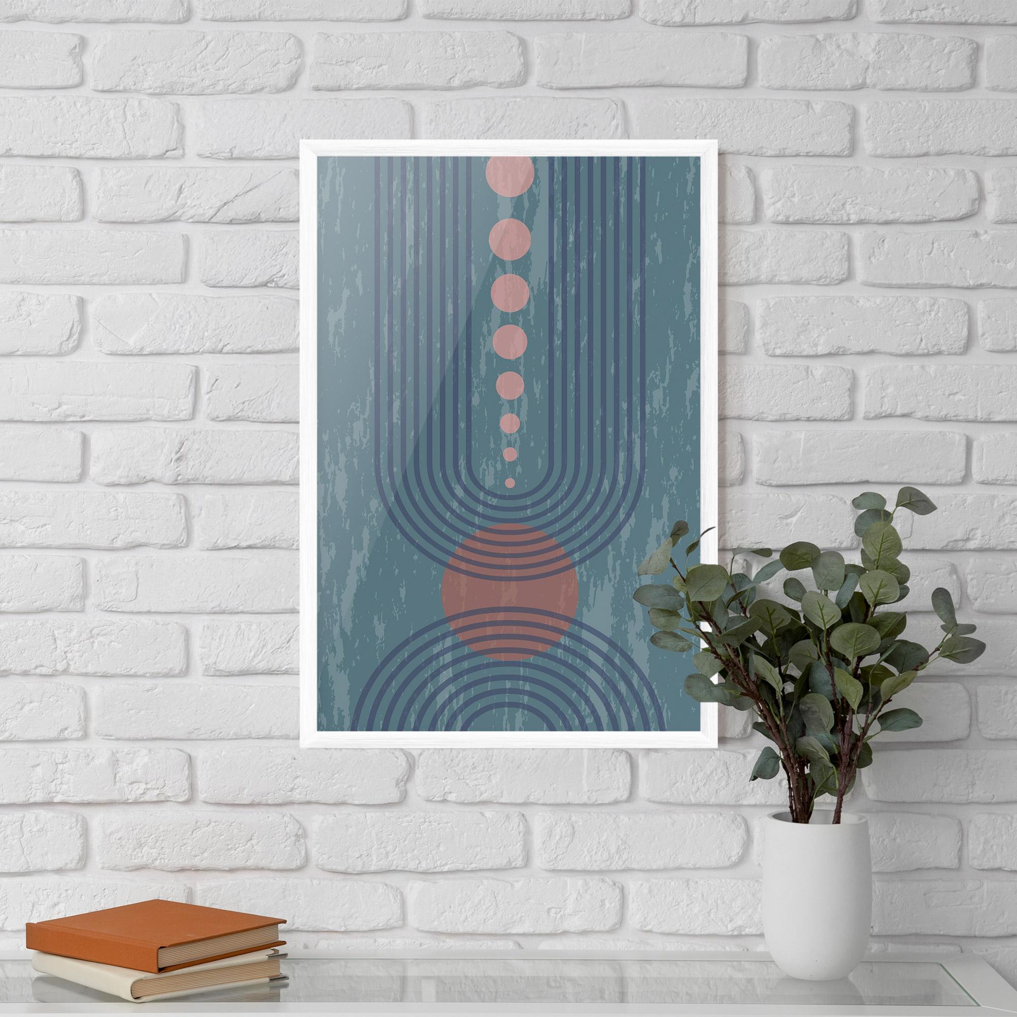 Poster Înrămat Pink Circle On Blue mockup 5