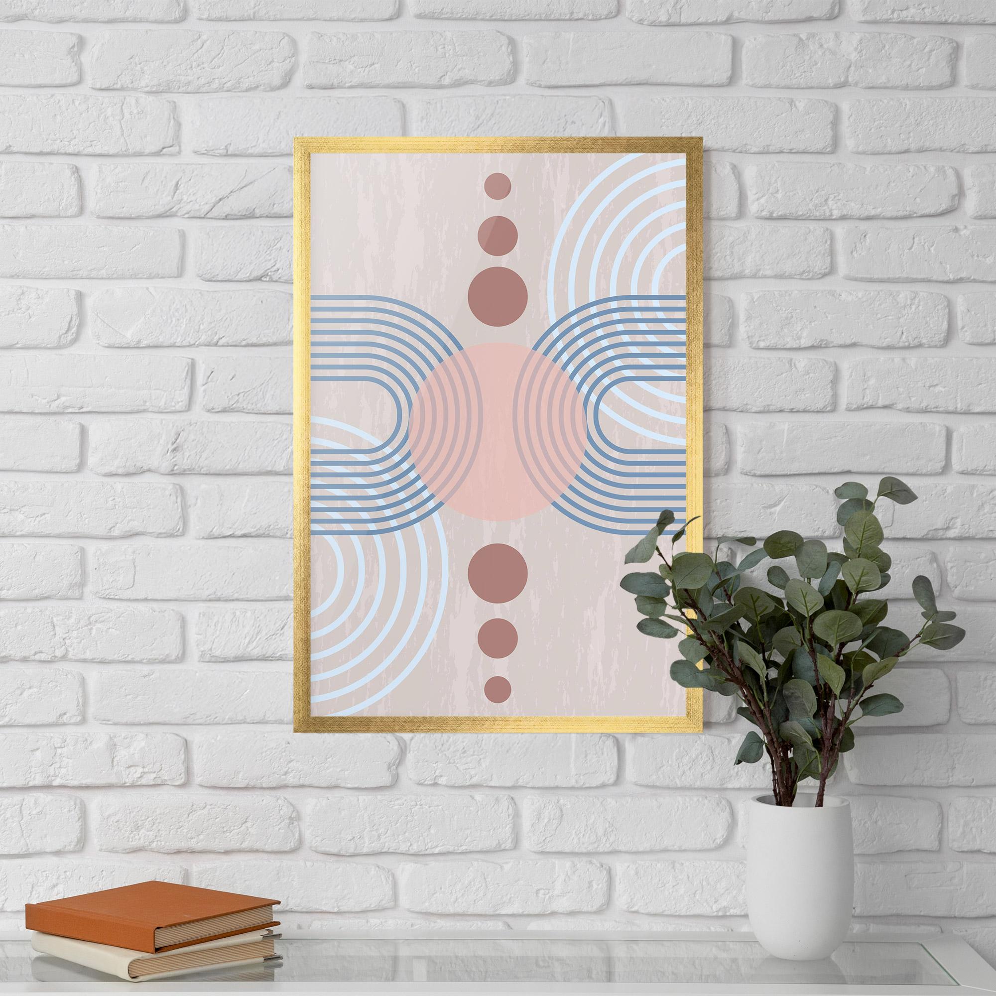 Poster Înrămat Blue Lines On Pink mockup 5
