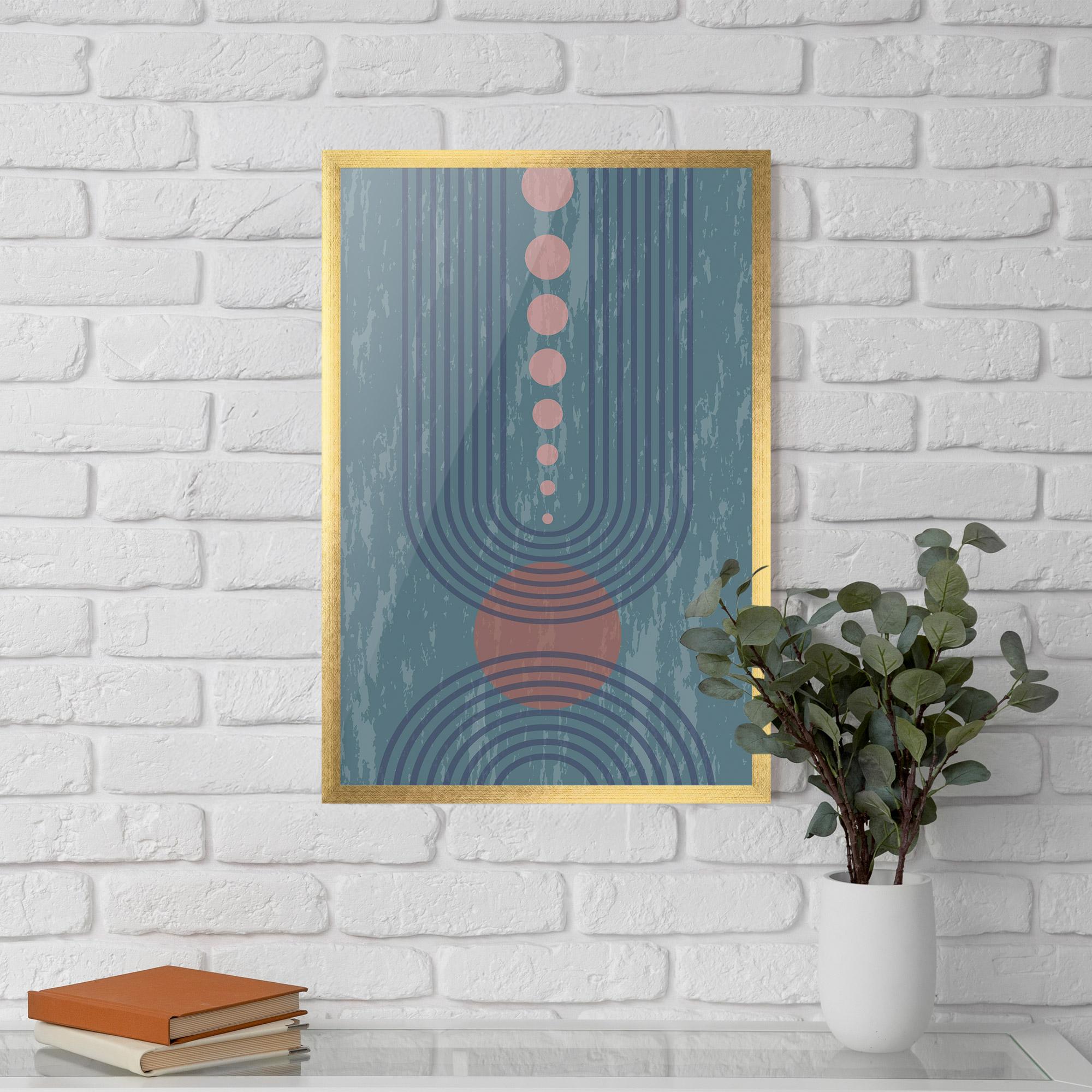 Poster Înrămat Pink Circle On Blue mockup 5