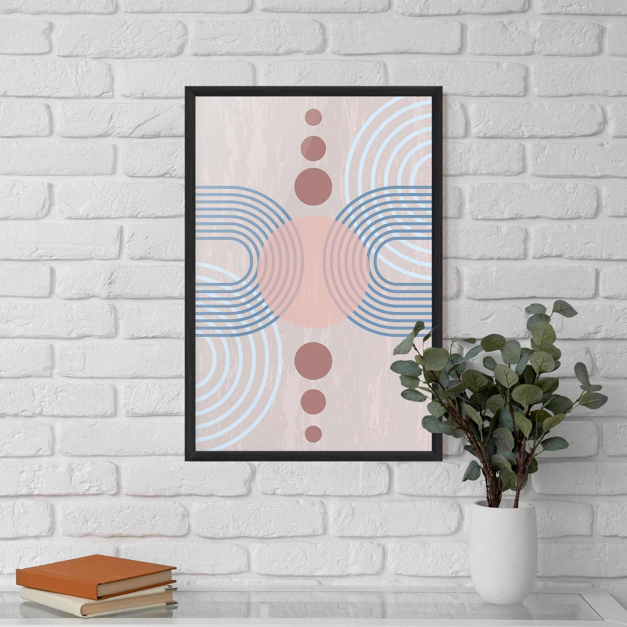 Poster Înrămat Blue Lines On Pink mockup 5