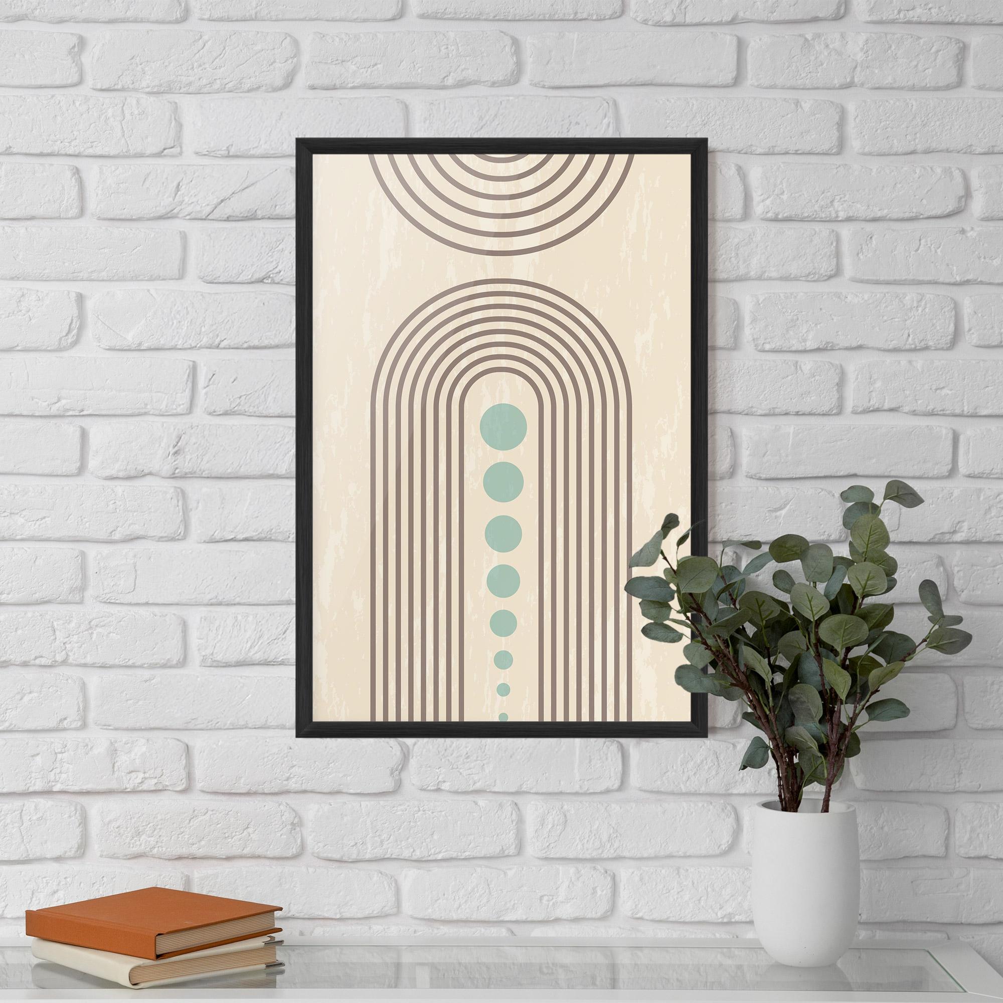 Poster Înrămat Cream Blue Circles mockup 5