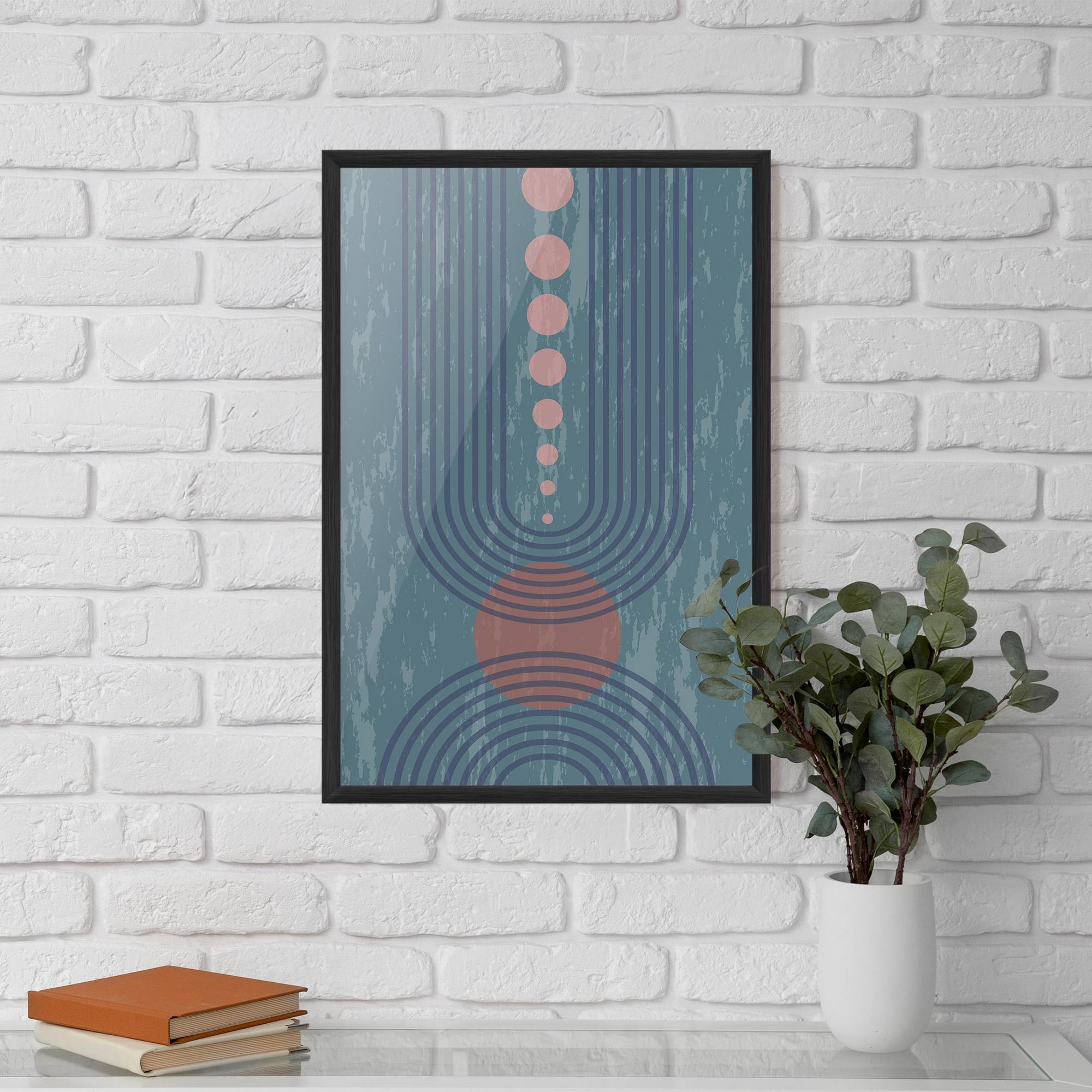 Poster Înrămat Pink Circle On Blue mockup 5