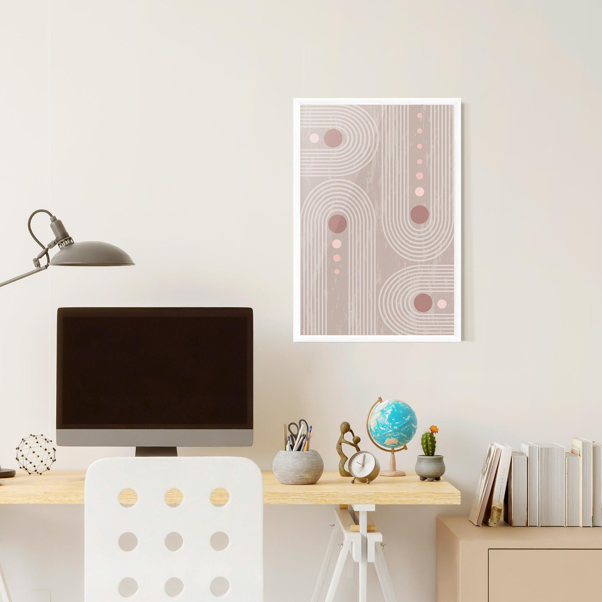 Poster Înrămat Pink Circle On Cream mockup 6