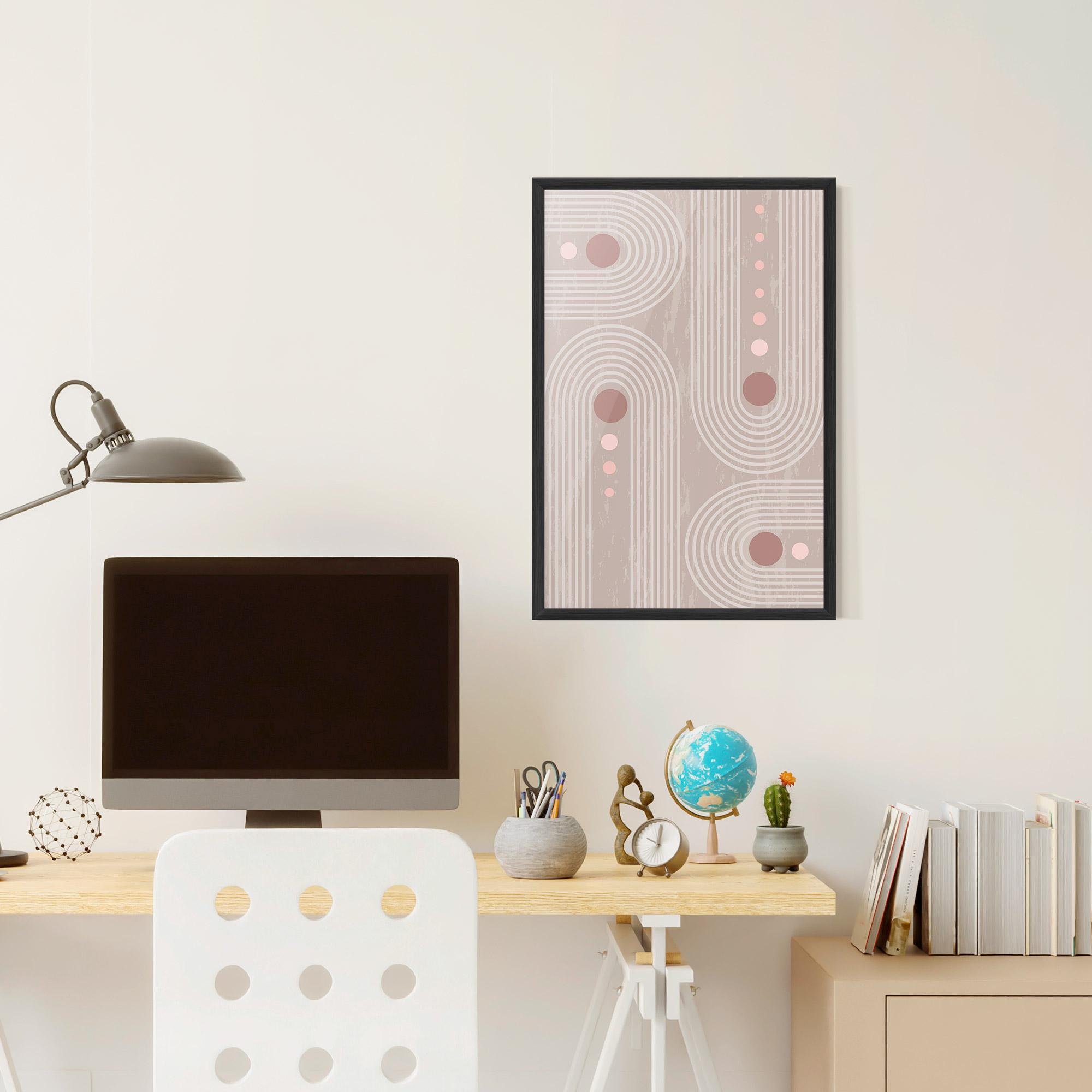Poster Înrămat Pink Circle On Cream mockup 6