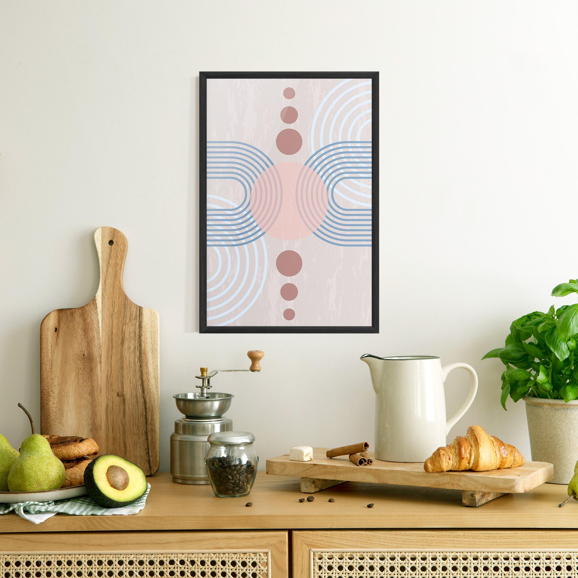 Poster Înrămat Blue Lines On Pink mockup 8