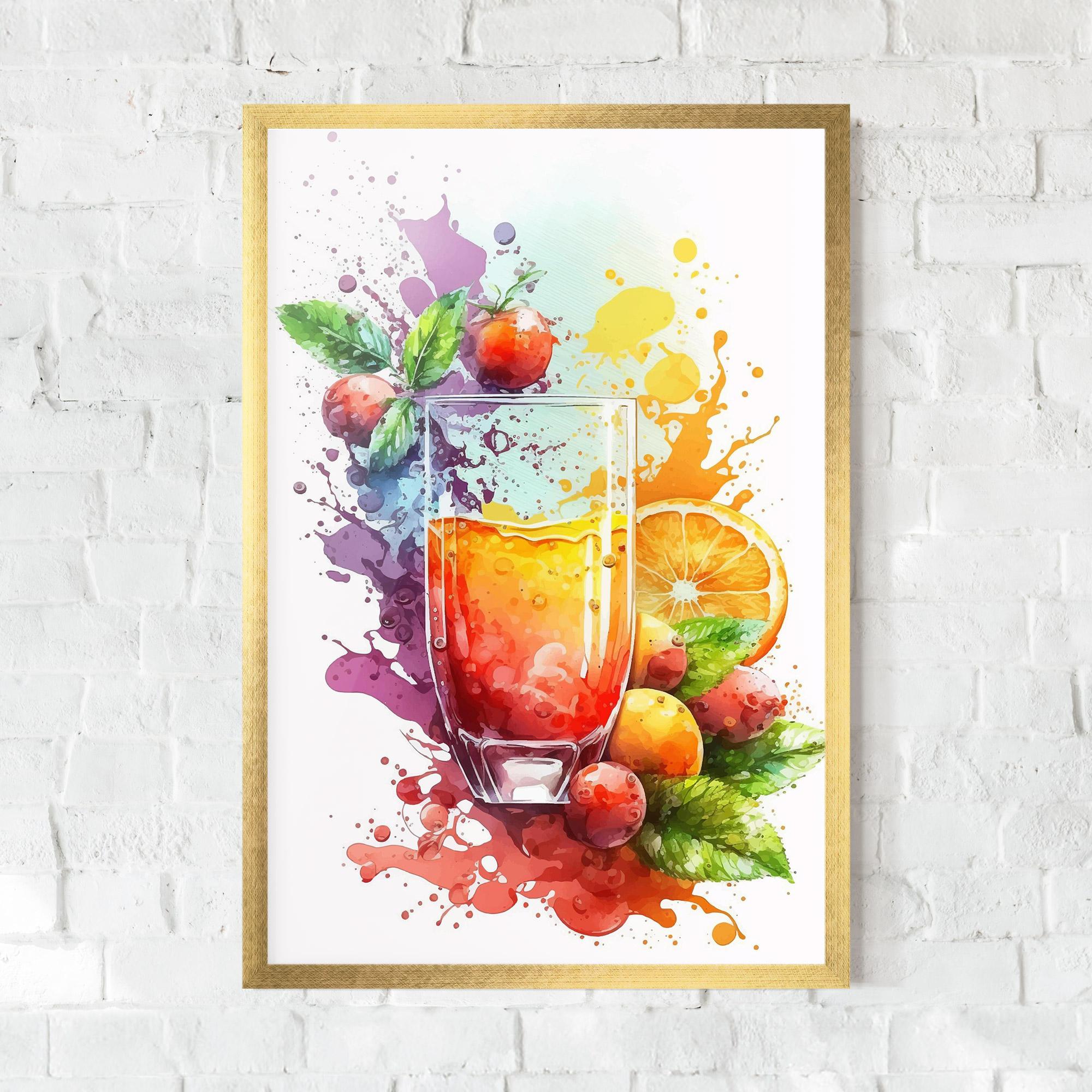Poster Înrămat Watercolor Drink mockup 0