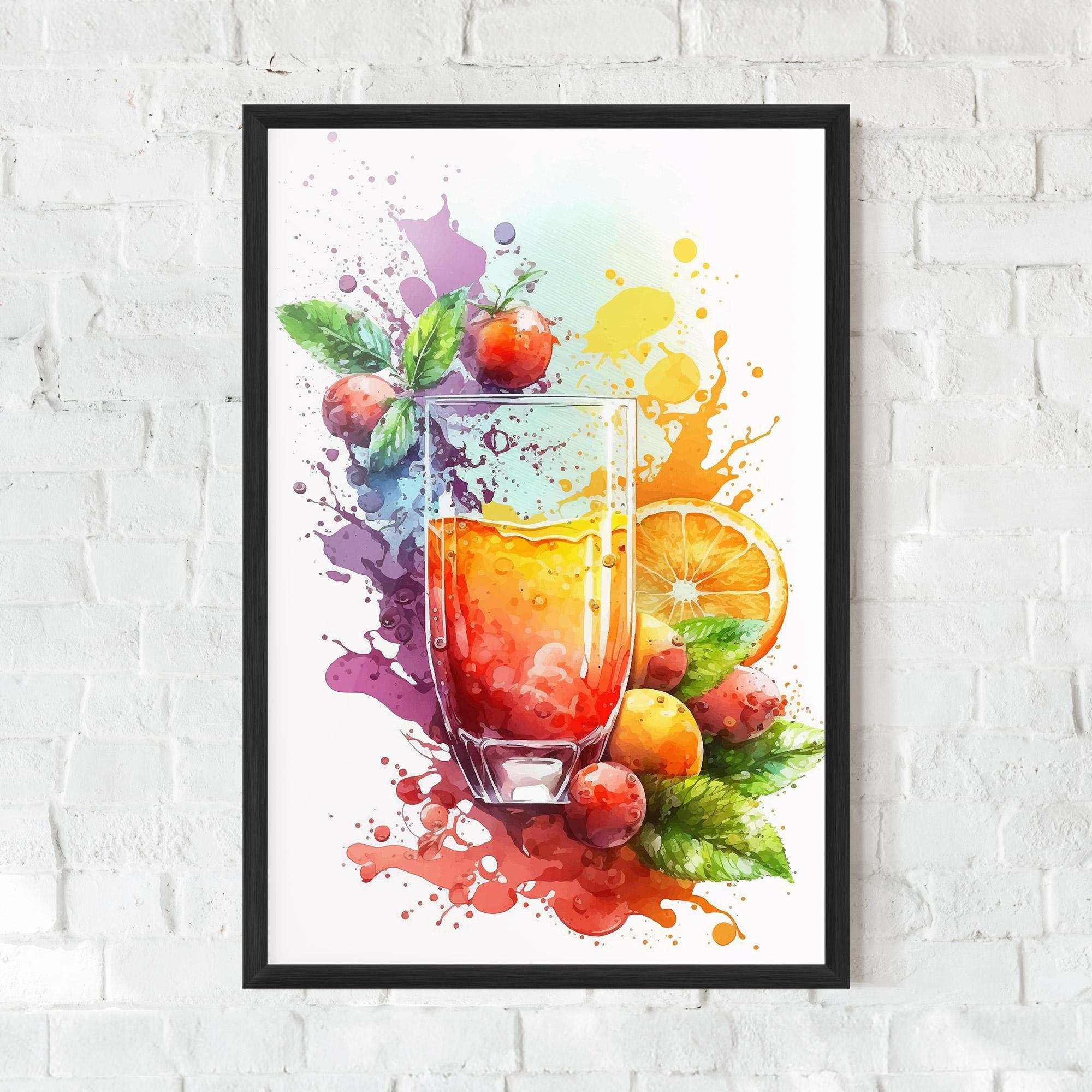 Poster Înrămat Watercolor Drink mockup 0
