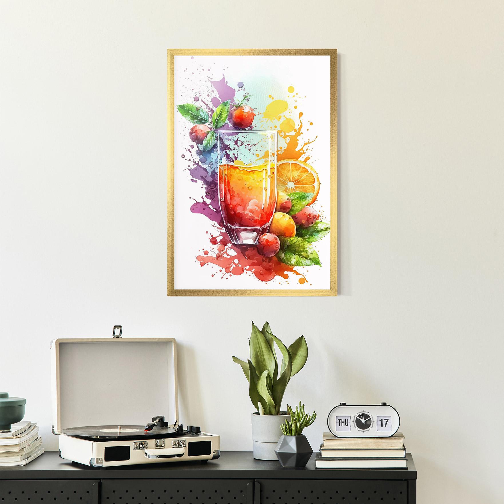 Poster Înrămat Watercolor Drink mockup 2