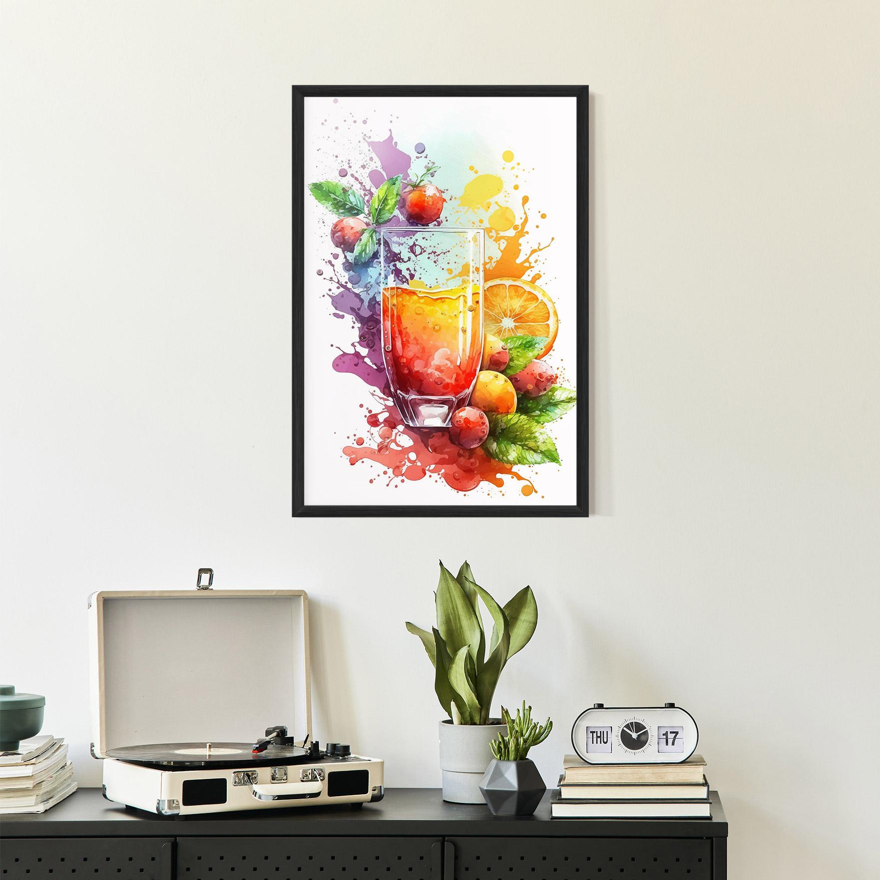 Poster Înrămat Watercolor Drink mockup 2