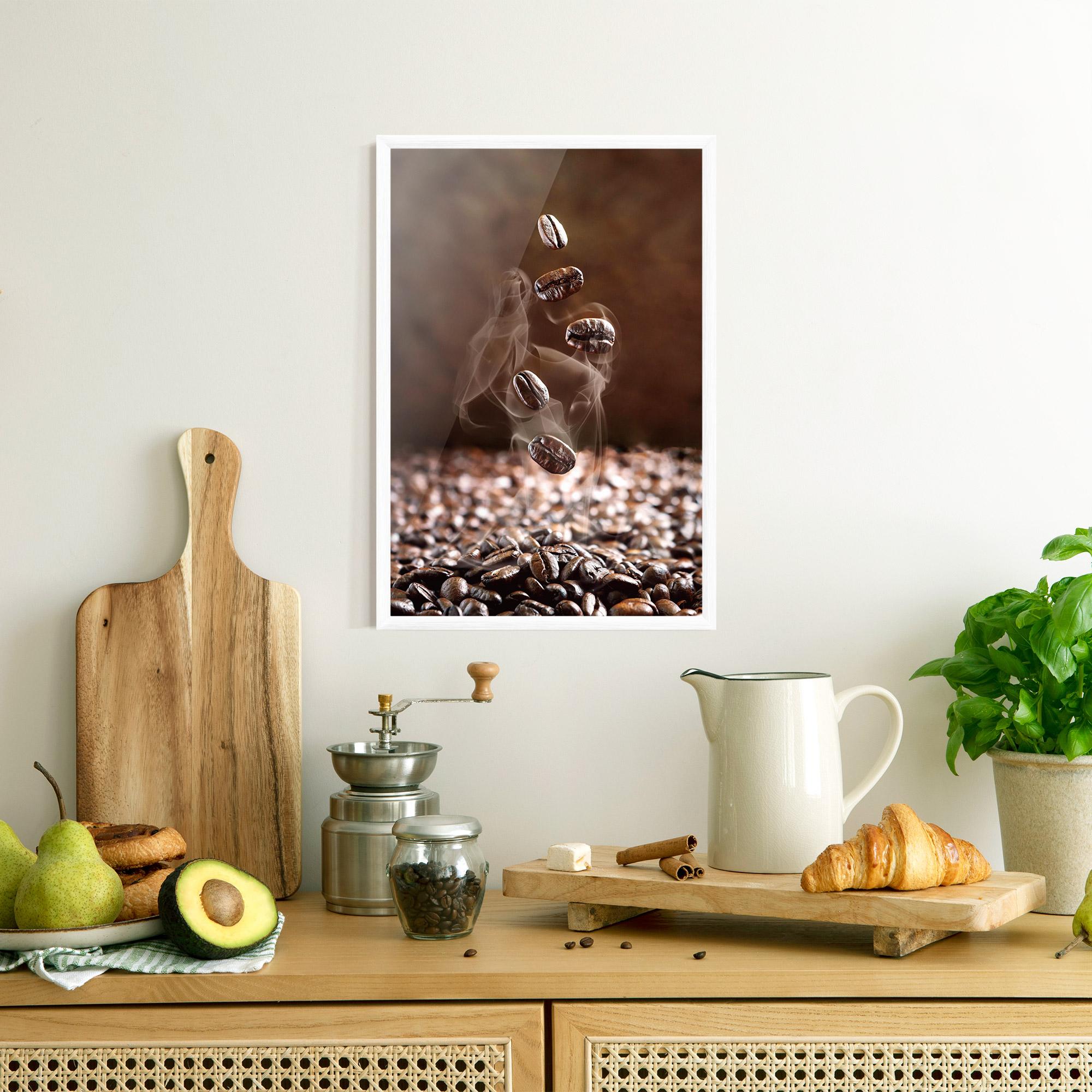 Poster Înrămat Close Up Falling Beans mockup 8