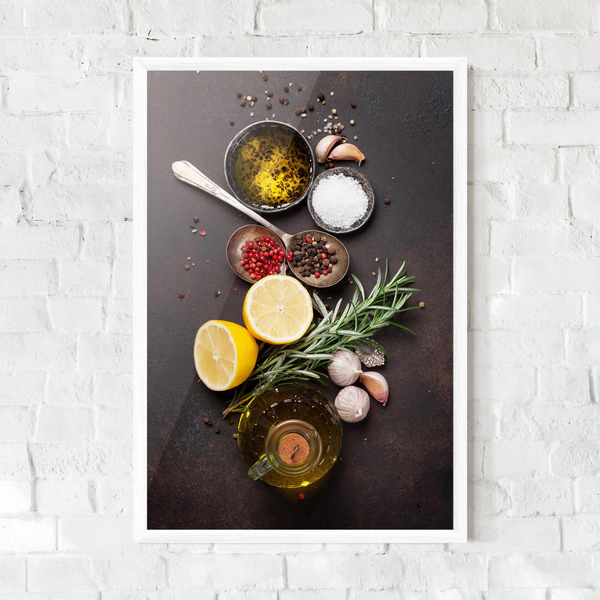 Poster Înrămat Spices On Stone Table mockup 0