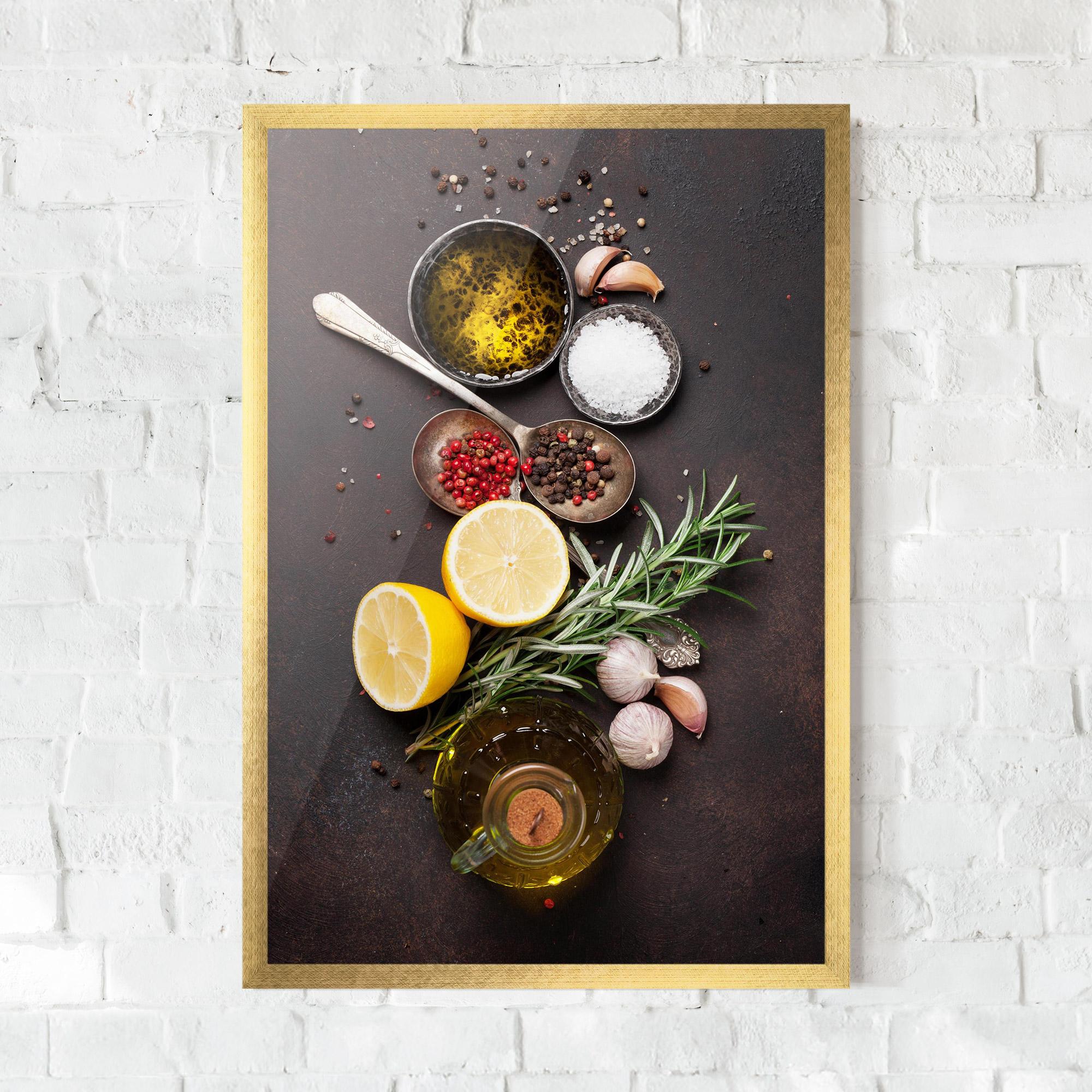 Poster Înrămat Spices On Stone Table mockup 0