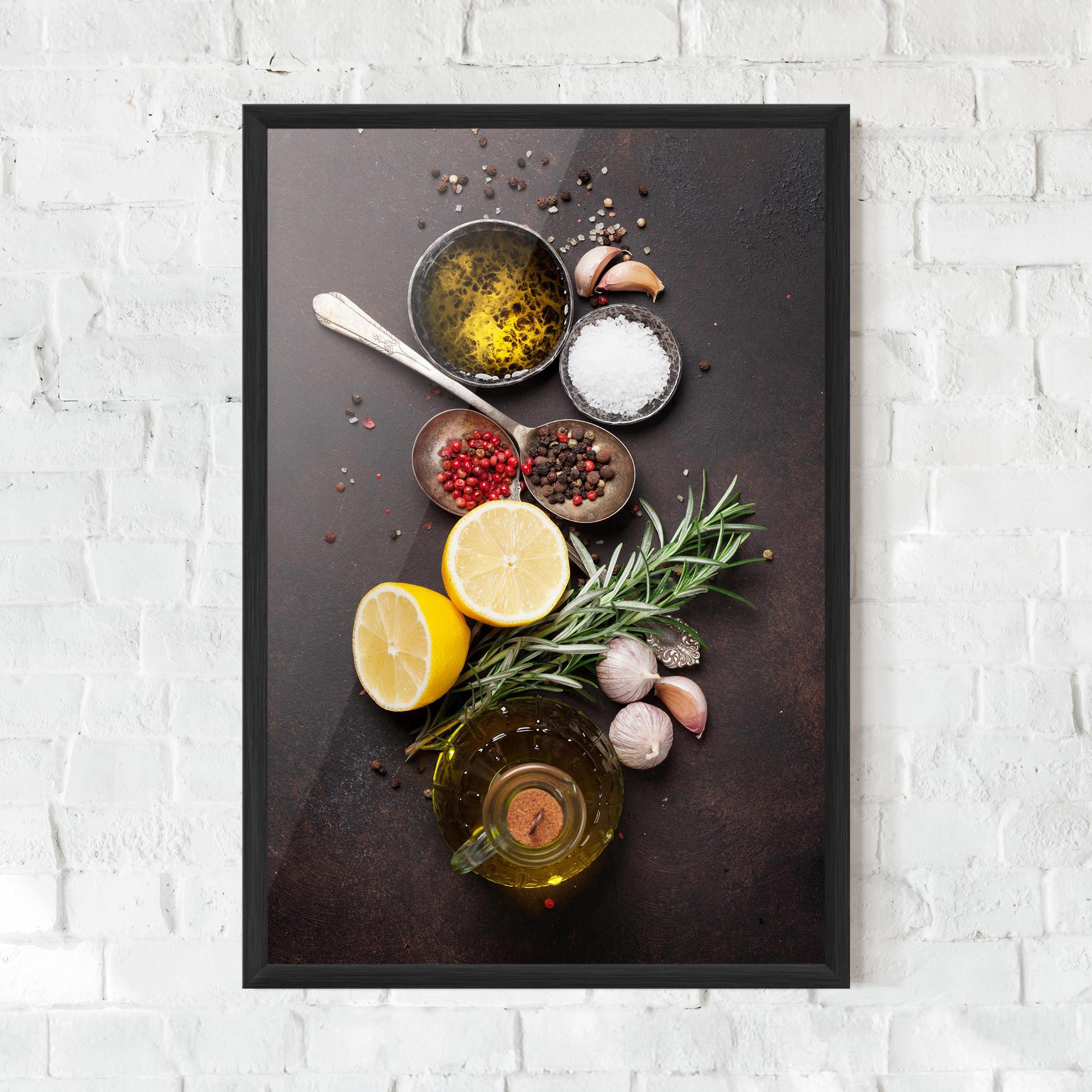 Poster Înrămat Spices On Stone Table mockup 0