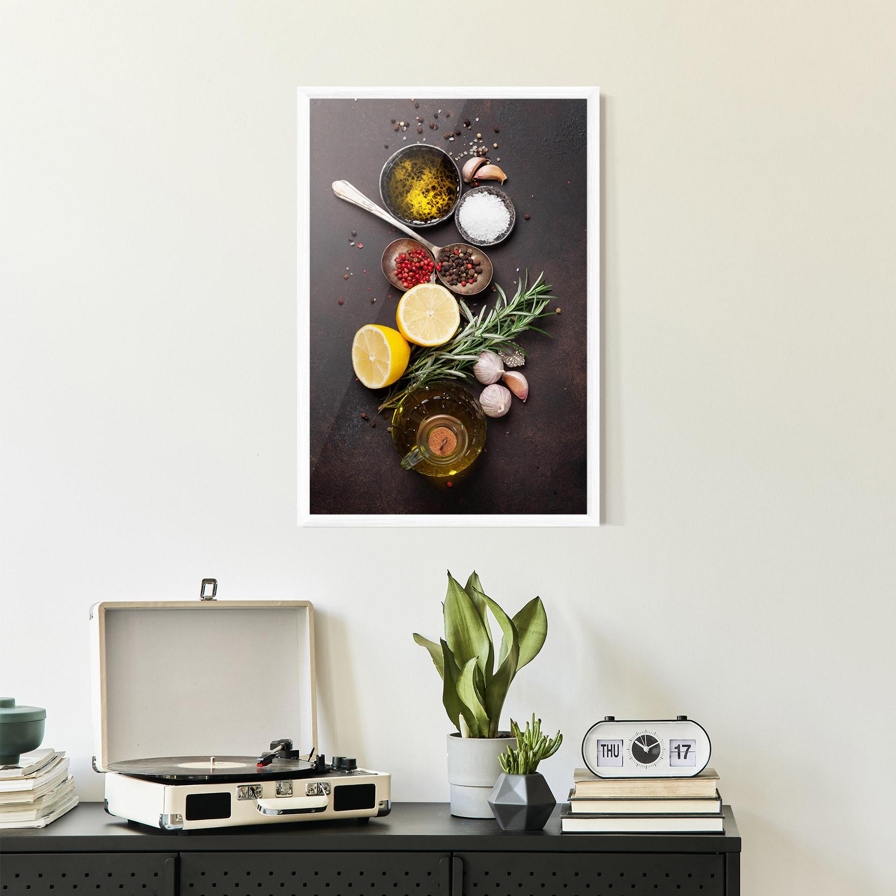 Poster Înrămat Spices On Stone Table mockup 2