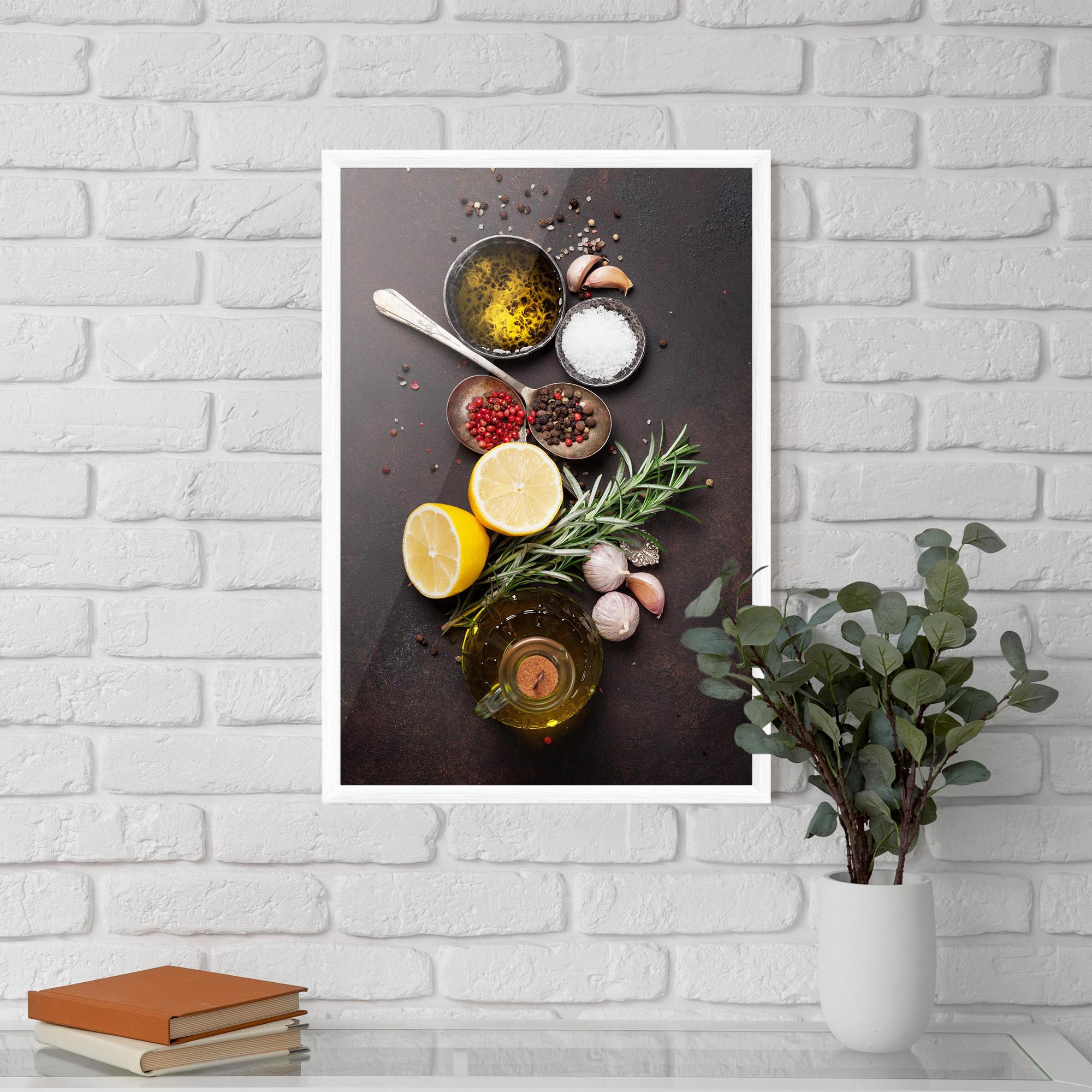 Poster Înrămat Spices On Stone Table mockup 5