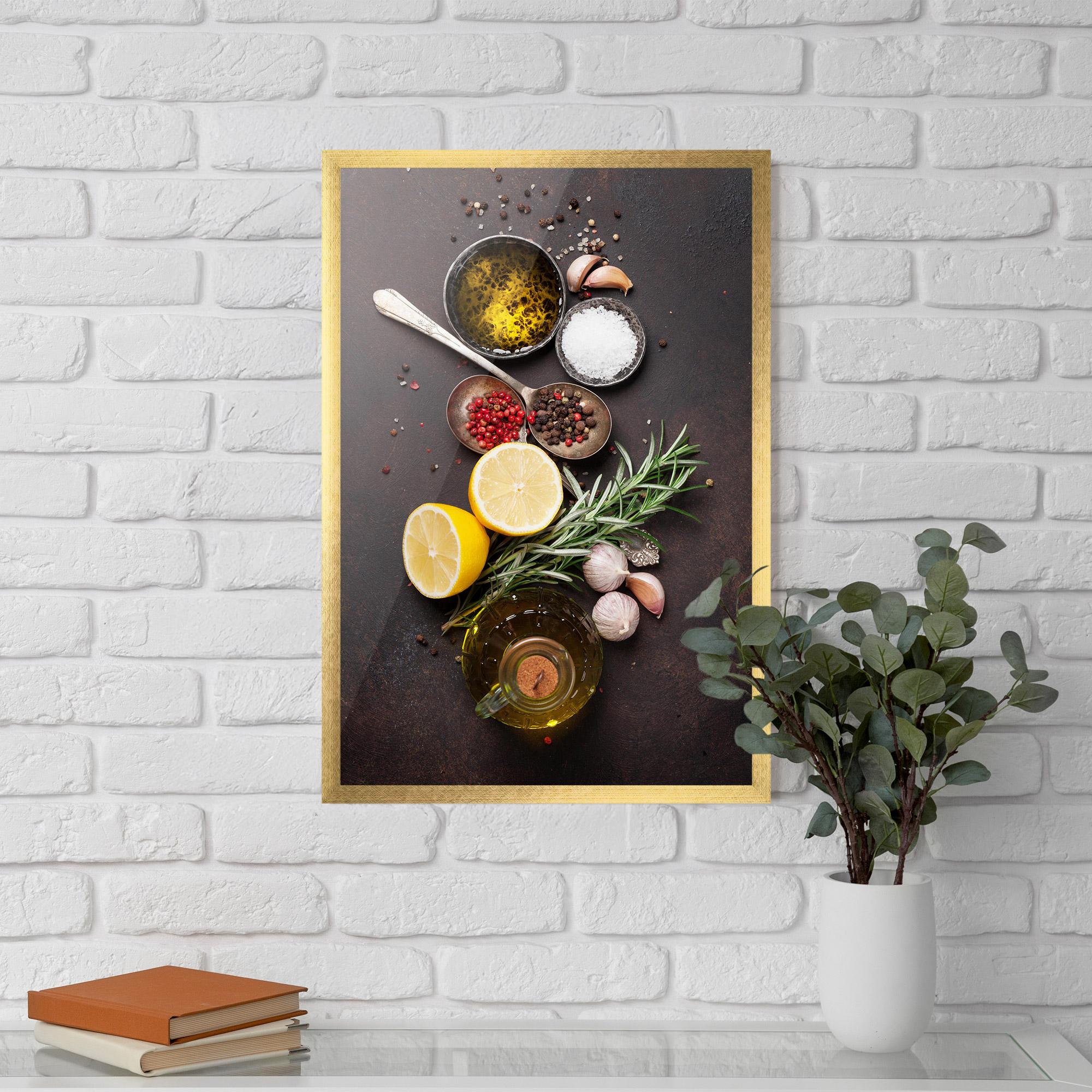 Poster Înrămat Spices On Stone Table mockup 5