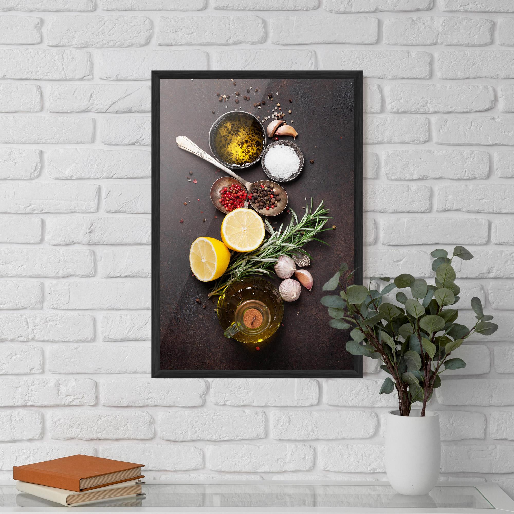 Poster Înrămat Spices On Stone Table mockup 5