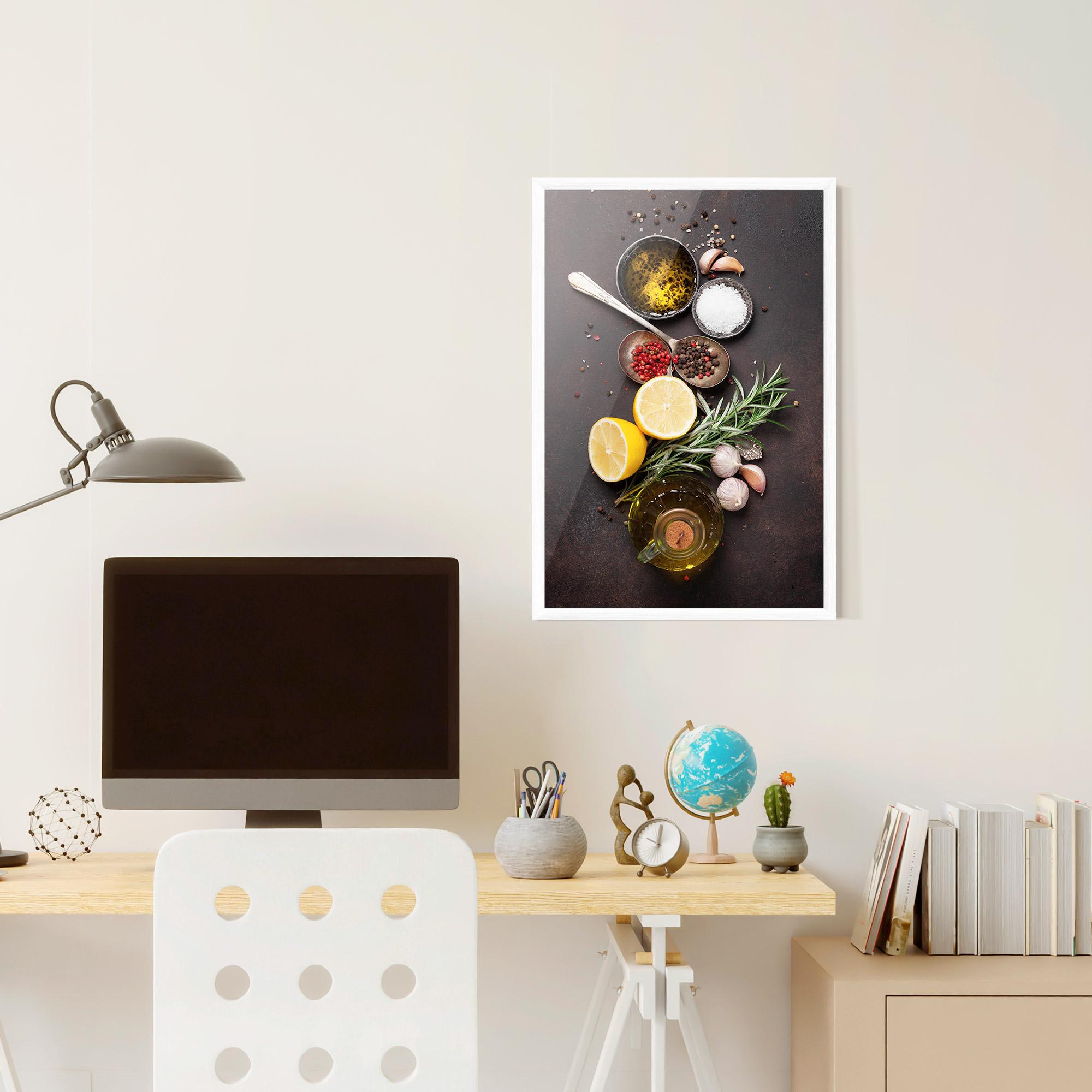 Poster Înrămat Spices On Stone Table mockup 6