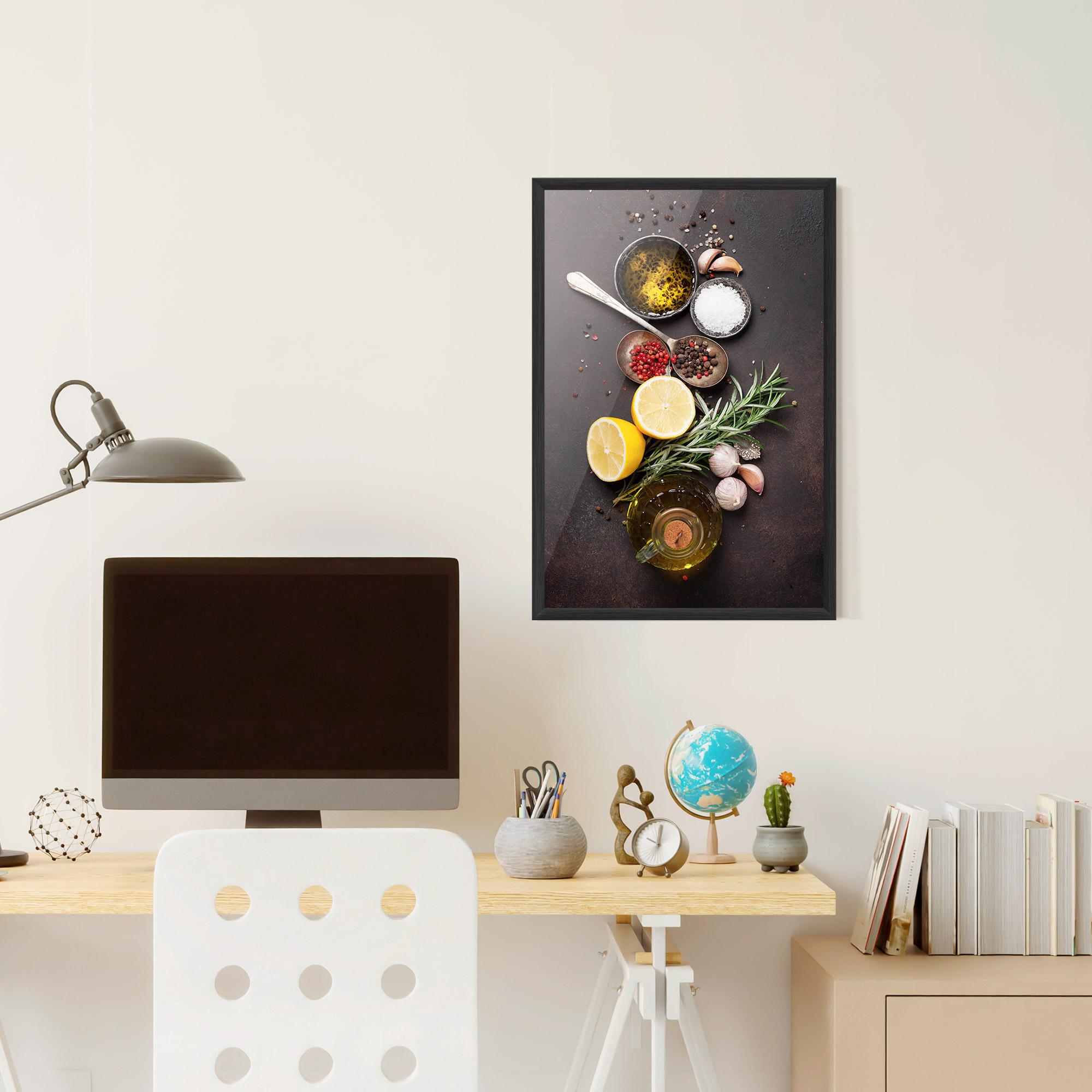 Poster Înrămat Spices On Stone Table mockup 6