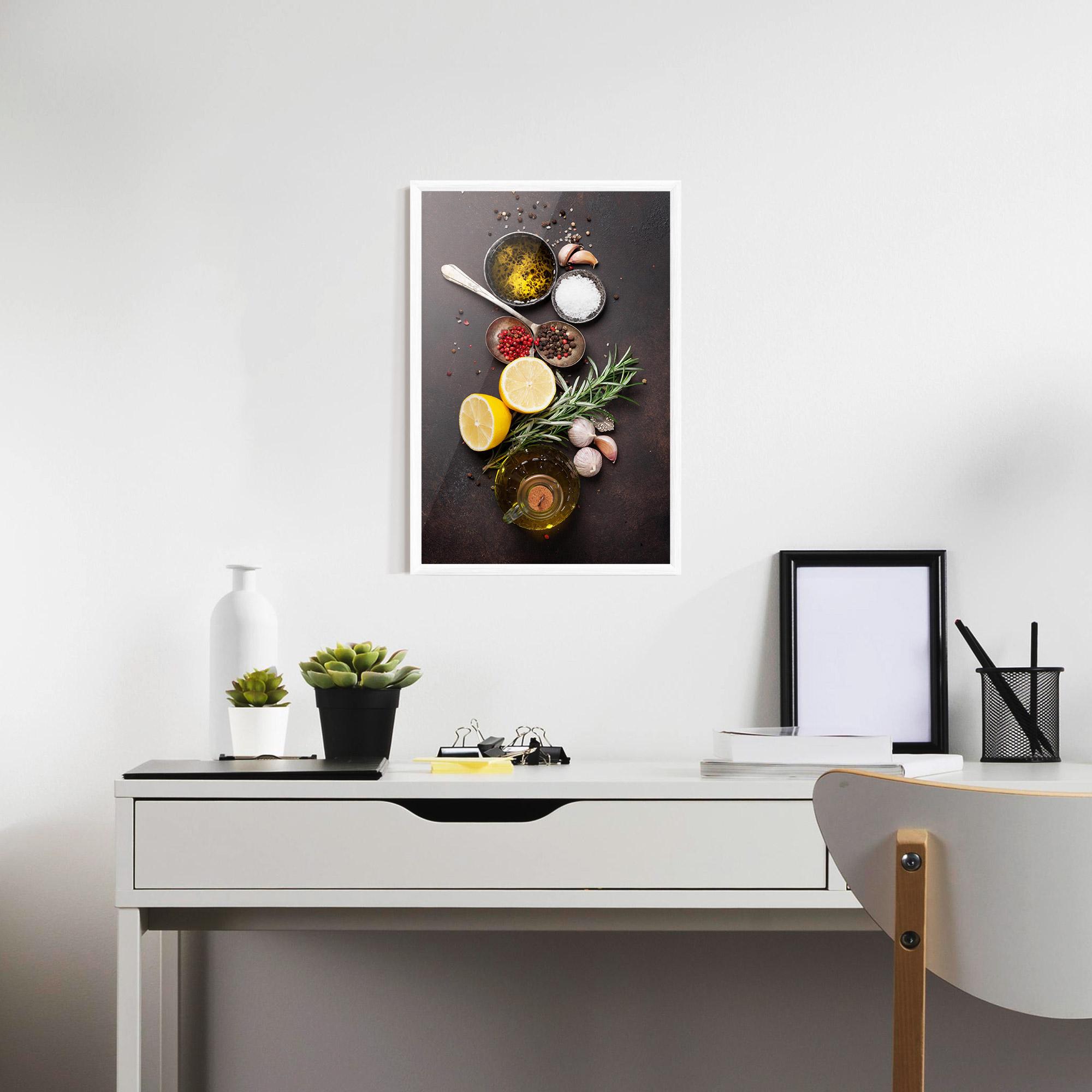 Poster Înrămat Spices On Stone Table mockup 7